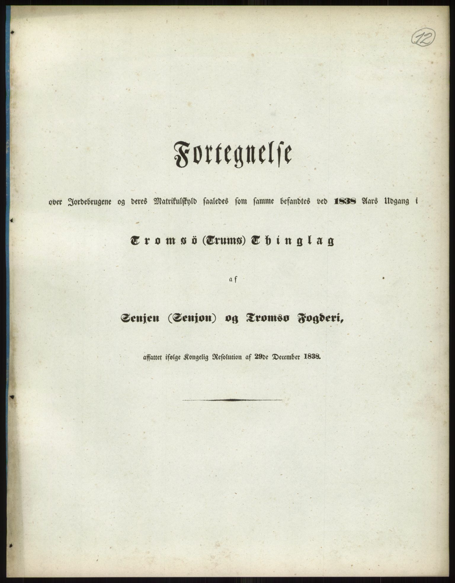 Andre publikasjoner, PUBL/PUBL-999/0002/0018: Bind 18 - Finnmarkens amt: Senja og Tromsø fogderi, 1838, p. 19