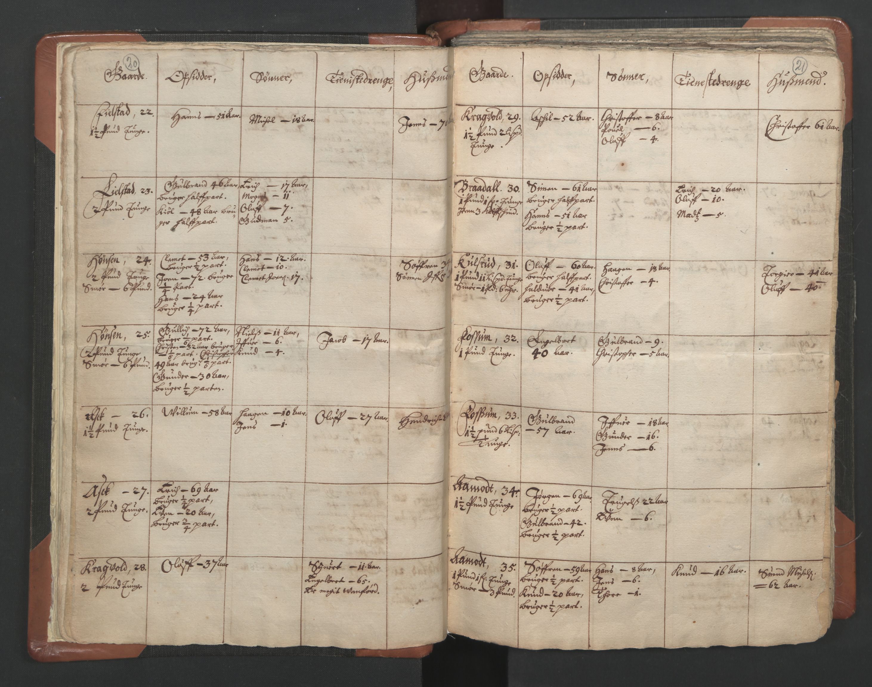 RA, Vicar's Census 1664-1666, no. 4: Øvre Romerike deanery, 1664-1666, p. 20-21