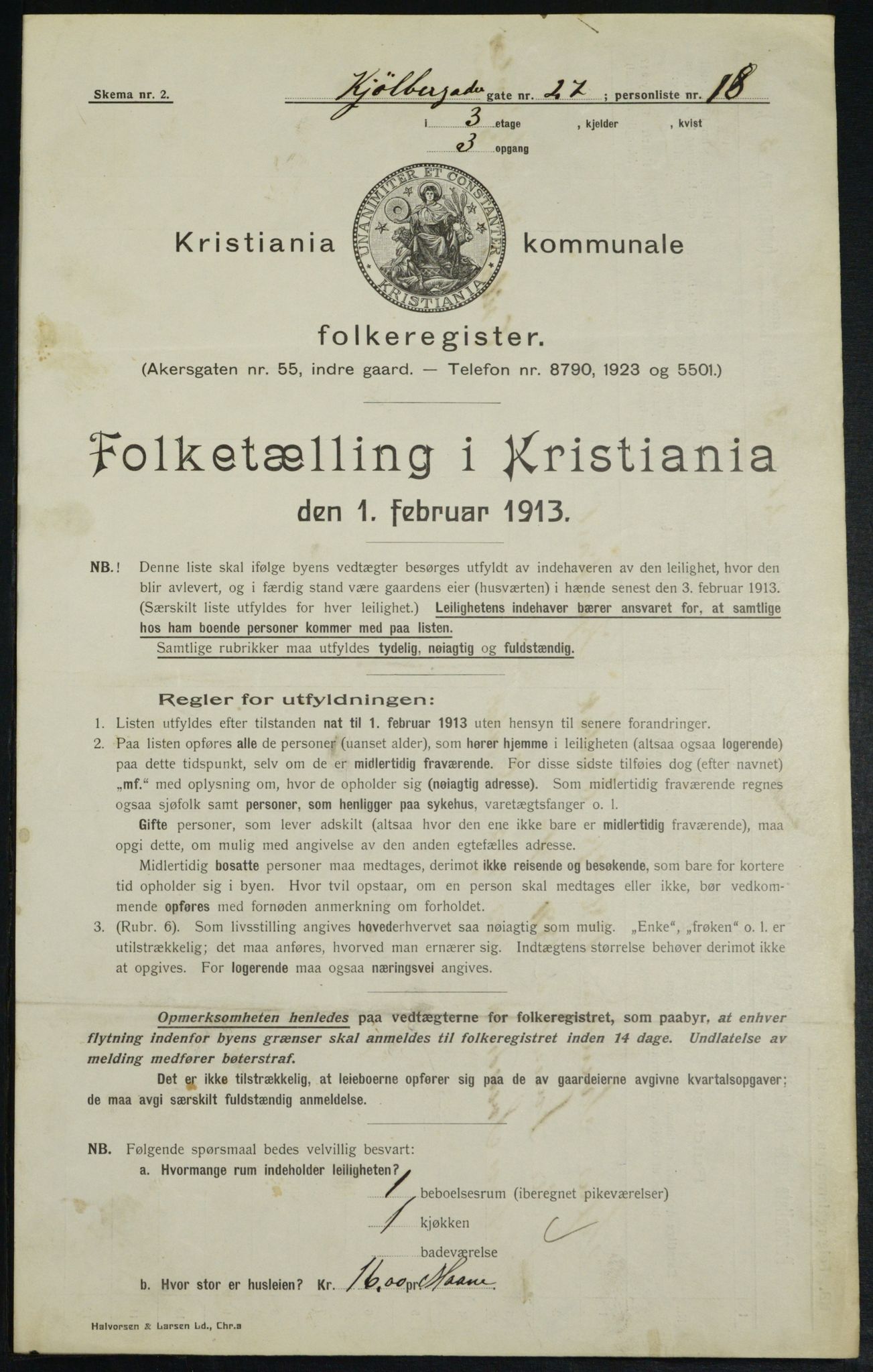 OBA, Municipal Census 1913 for Kristiania, 1913, p. 51571