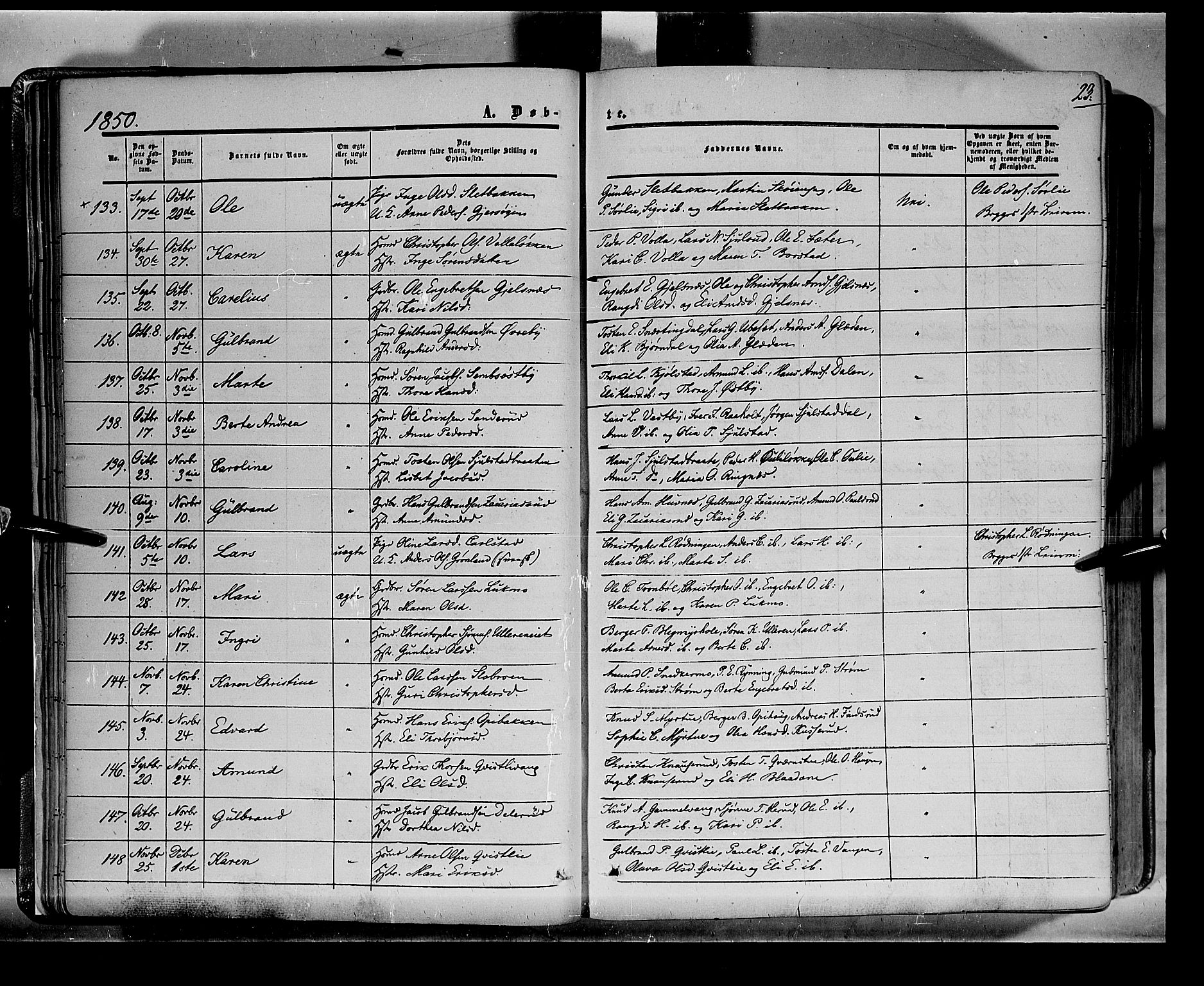 Sør-Odal prestekontor, AV/SAH-PREST-030/H/Ha/Haa/L0001: Parish register (official) no. 1, 1849-1859, p. 23