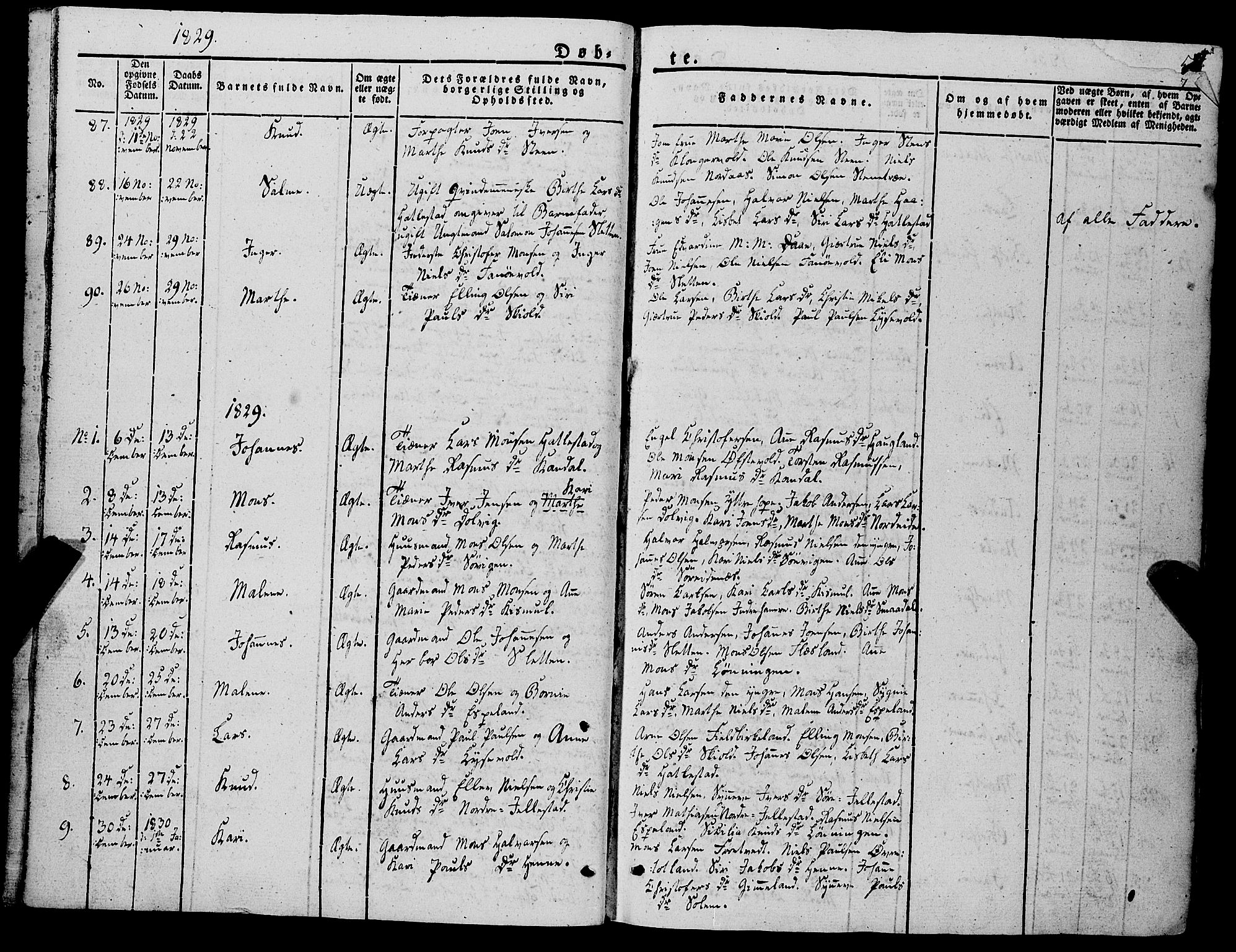 Fana Sokneprestembete, SAB/A-75101/H/Haa/Haaa/L0008: Parish register (official) no. A 8, 1829-1851, p. 7