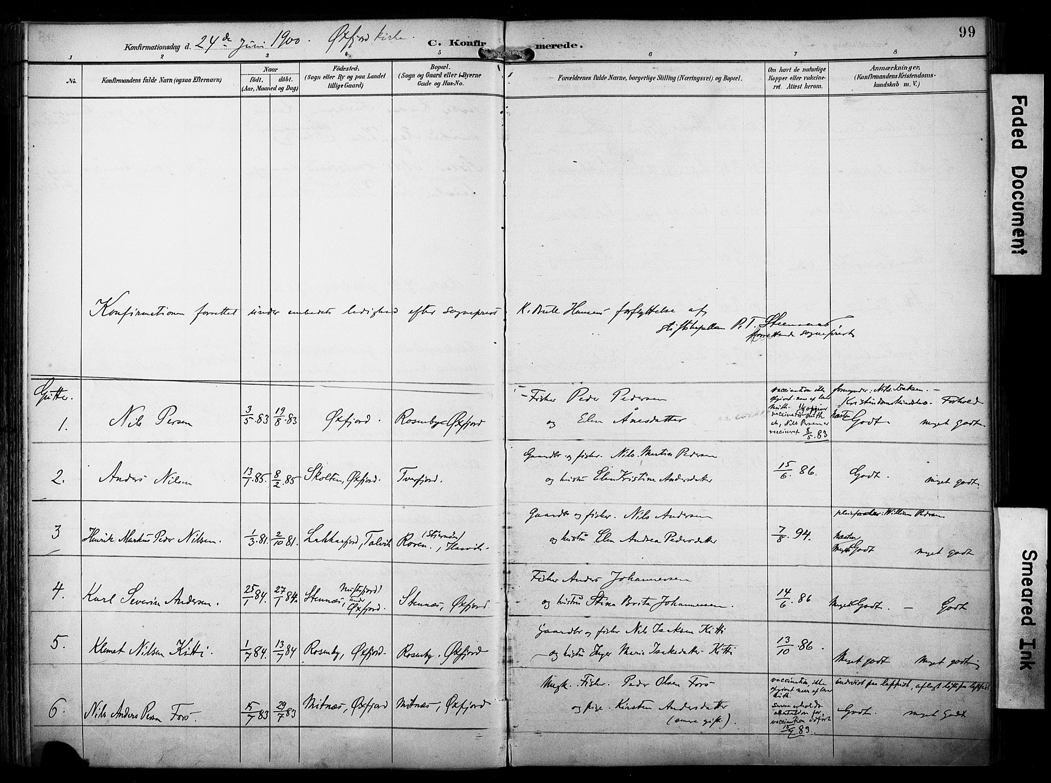 Loppa sokneprestkontor, SATØ/S-1339/H/Ha/L0009kirke: Parish register (official) no. 9, 1895-1909, p. 99