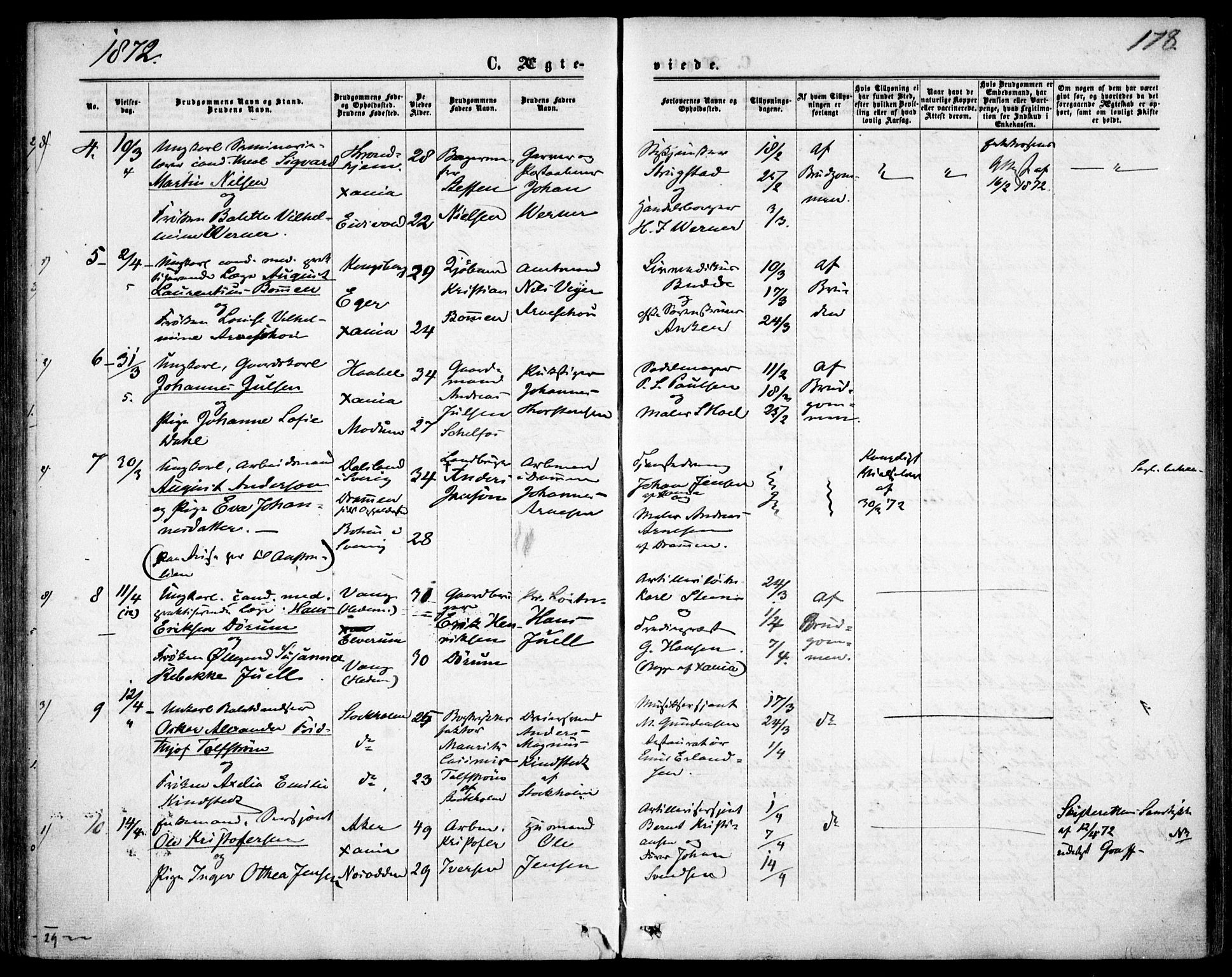 Garnisonsmenigheten Kirkebøker, SAO/A-10846/F/Fa/L0011: Parish register (official) no. 11, 1870-1880, p. 178