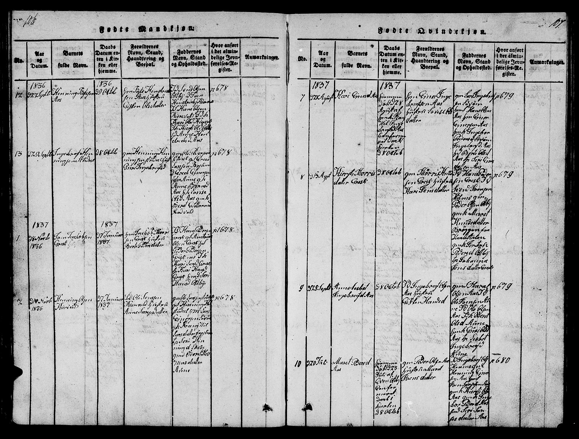 Ministerialprotokoller, klokkerbøker og fødselsregistre - Sør-Trøndelag, SAT/A-1456/698/L1164: Parish register (copy) no. 698C01, 1816-1861, p. 106-107