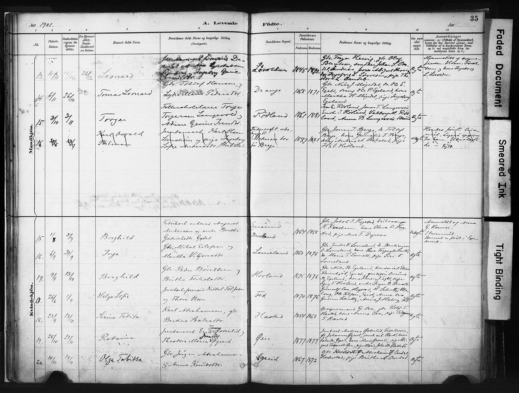 Helleland sokneprestkontor, AV/SAST-A-101810: Parish register (official) no. A 8, 1887-1907, p. 35