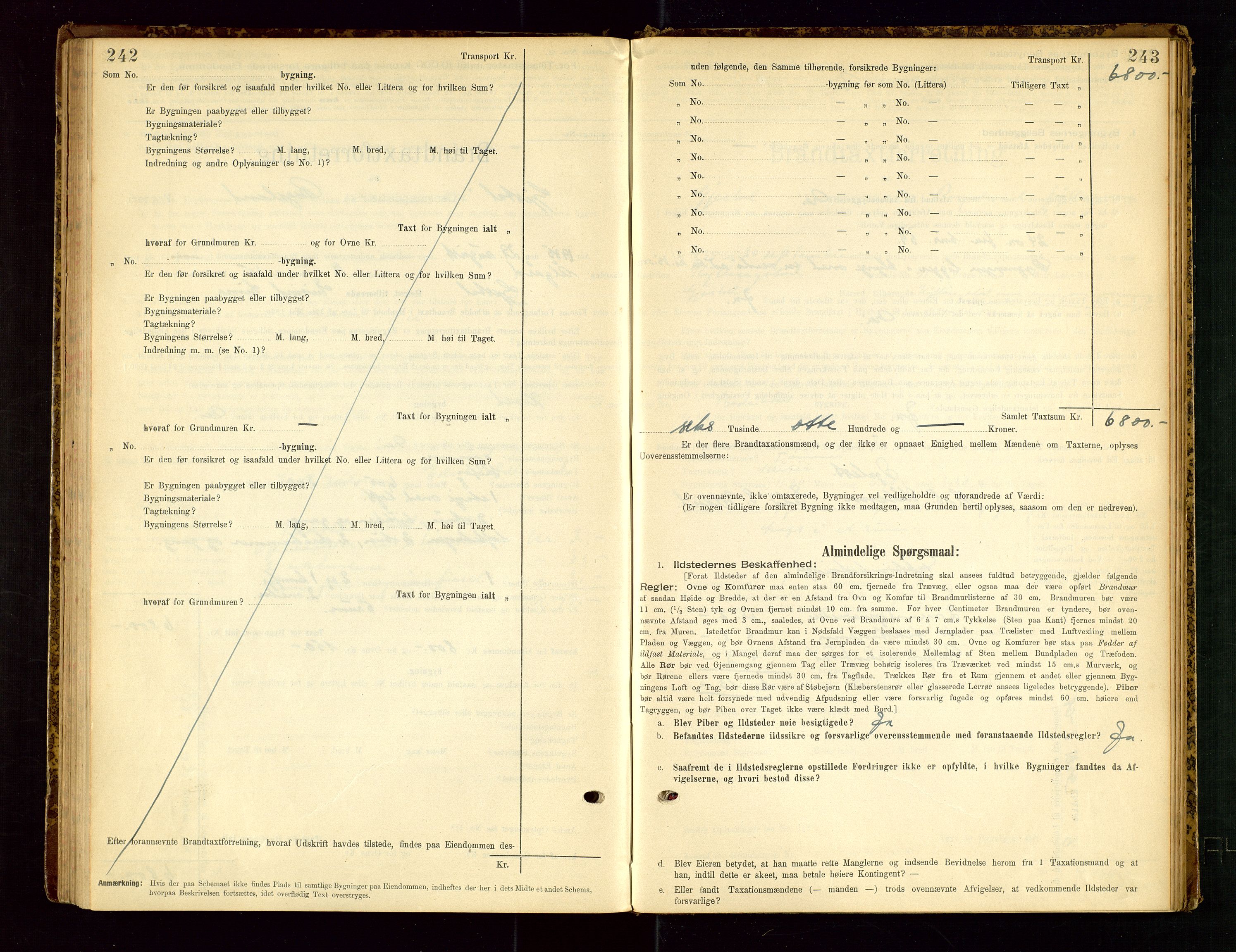 Gjesdal lensmannskontor, SAST/A-100441/Go/L0007: Branntakstskjemaprotokoll, 1894-1937, p. 242-243
