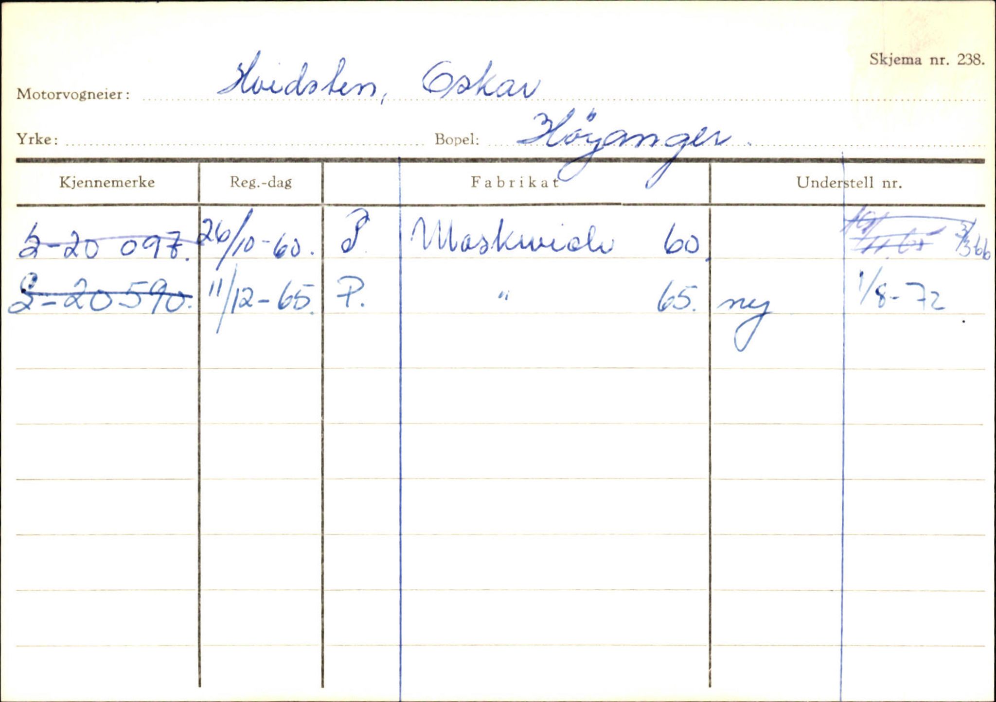 Statens vegvesen, Sogn og Fjordane vegkontor, SAB/A-5301/4/F/L0130: Eigarregister Eid T-Å. Høyanger A-O, 1945-1975, p. 1542