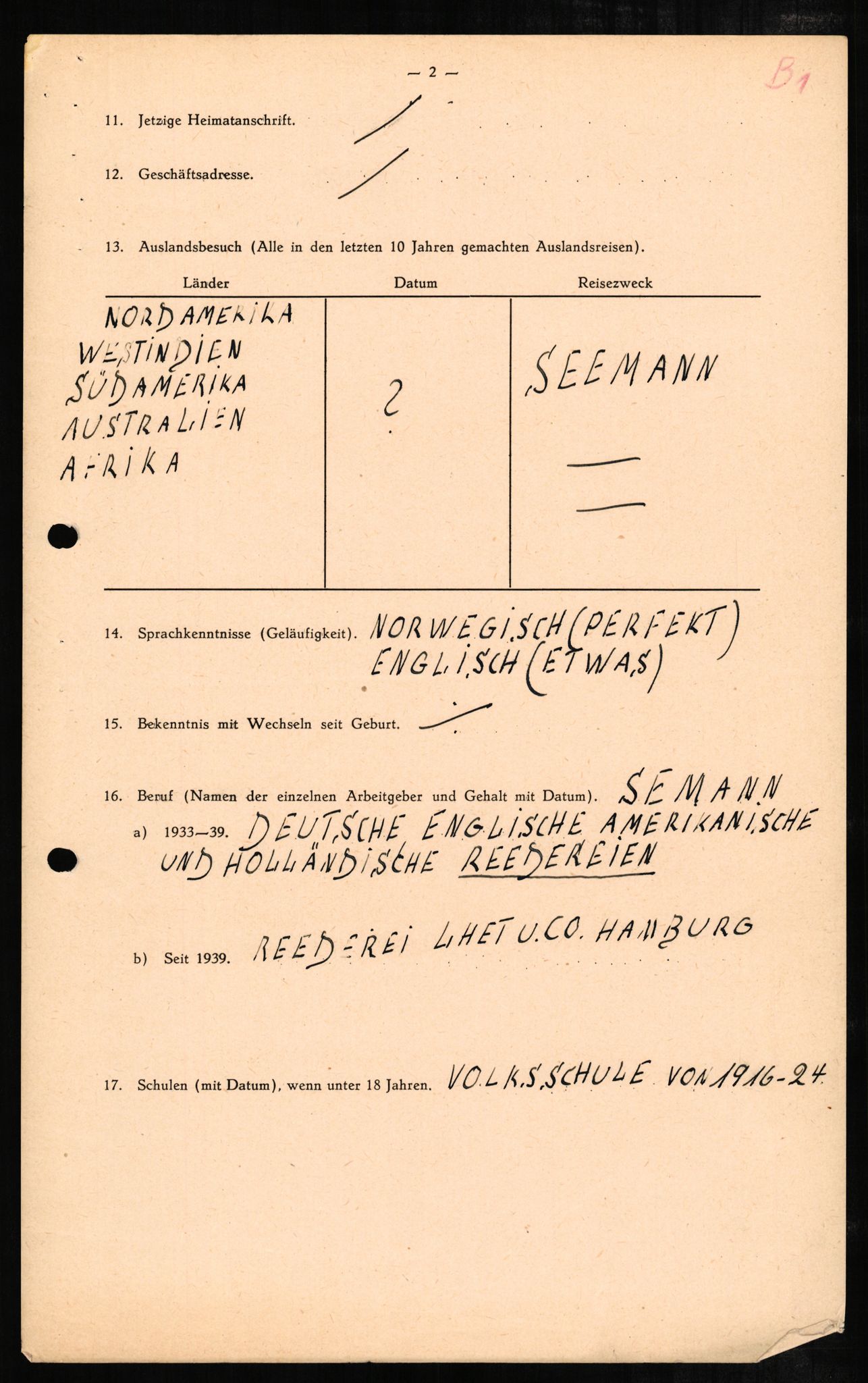 Forsvaret, Forsvarets overkommando II, AV/RA-RAFA-3915/D/Db/L0002: CI Questionaires. Tyske okkupasjonsstyrker i Norge. Tyskere., 1945-1946, p. 195