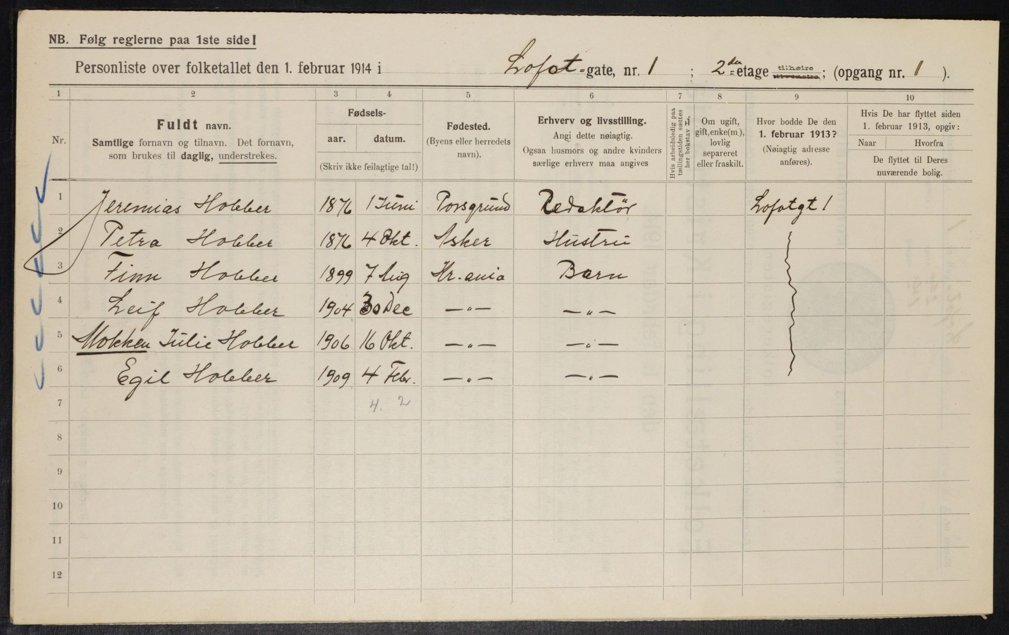 OBA, Municipal Census 1914 for Kristiania, 1914, p. 58293