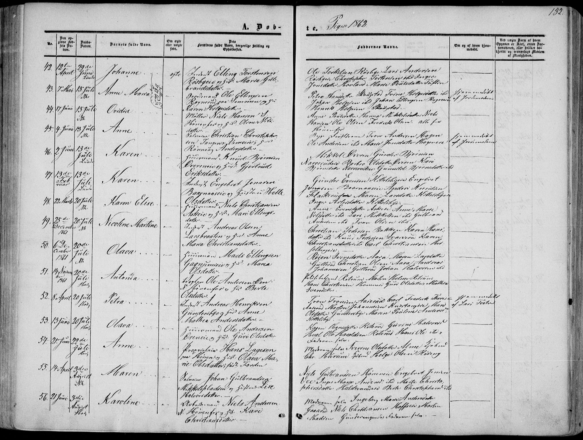 Norderhov kirkebøker, SAKO/A-237/F/Fa/L0012: Parish register (official) no. 12, 1856-1865, p. 132