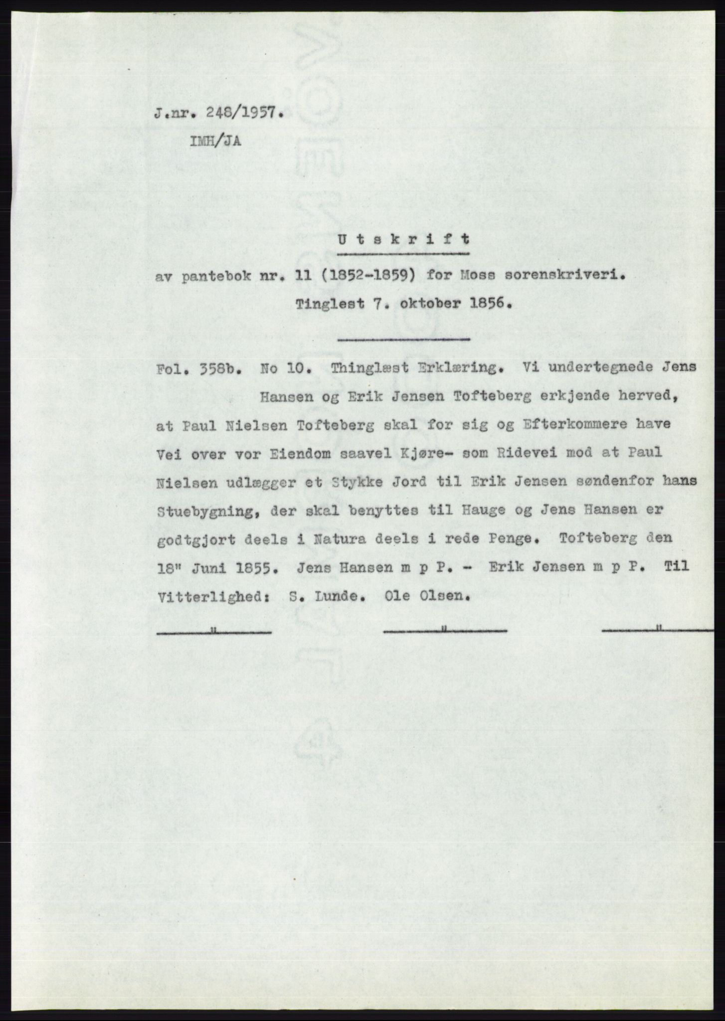 Statsarkivet i Oslo, SAO/A-10621/Z/Zd/L0006: Avskrifter, j.nr 5-792/1957, 1957, p. 74