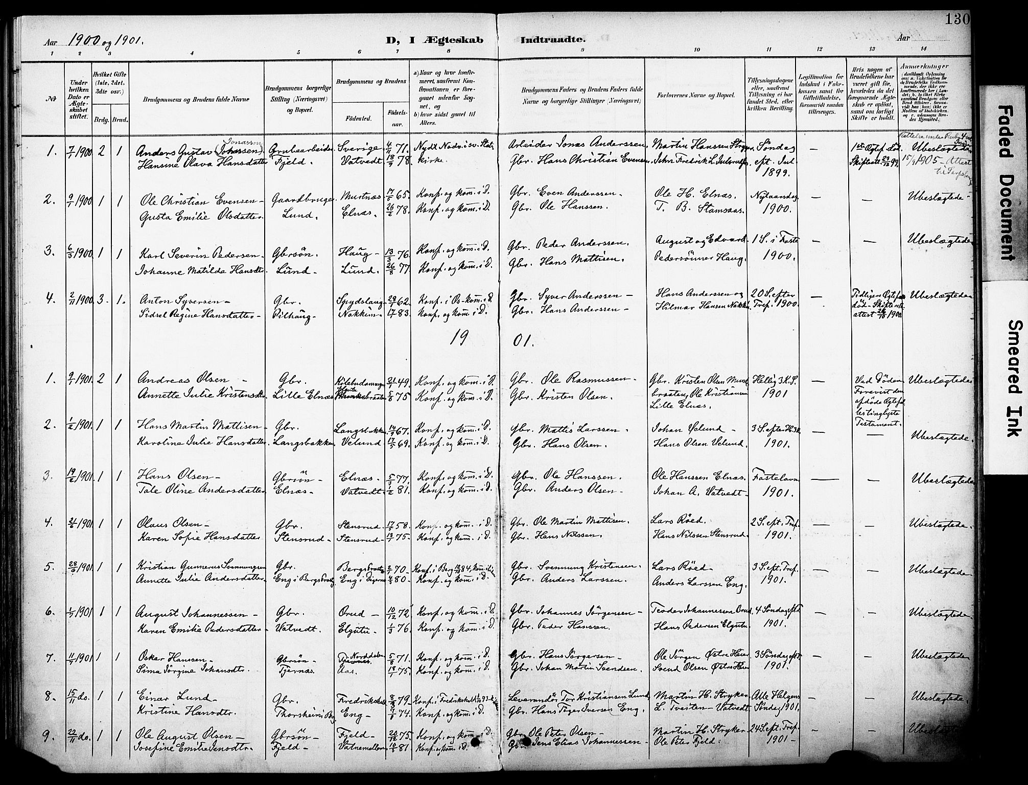Rakkestad prestekontor Kirkebøker, AV/SAO-A-2008/F/Fb/L0002: Parish register (official) no. II 2, 1900-1920, p. 130