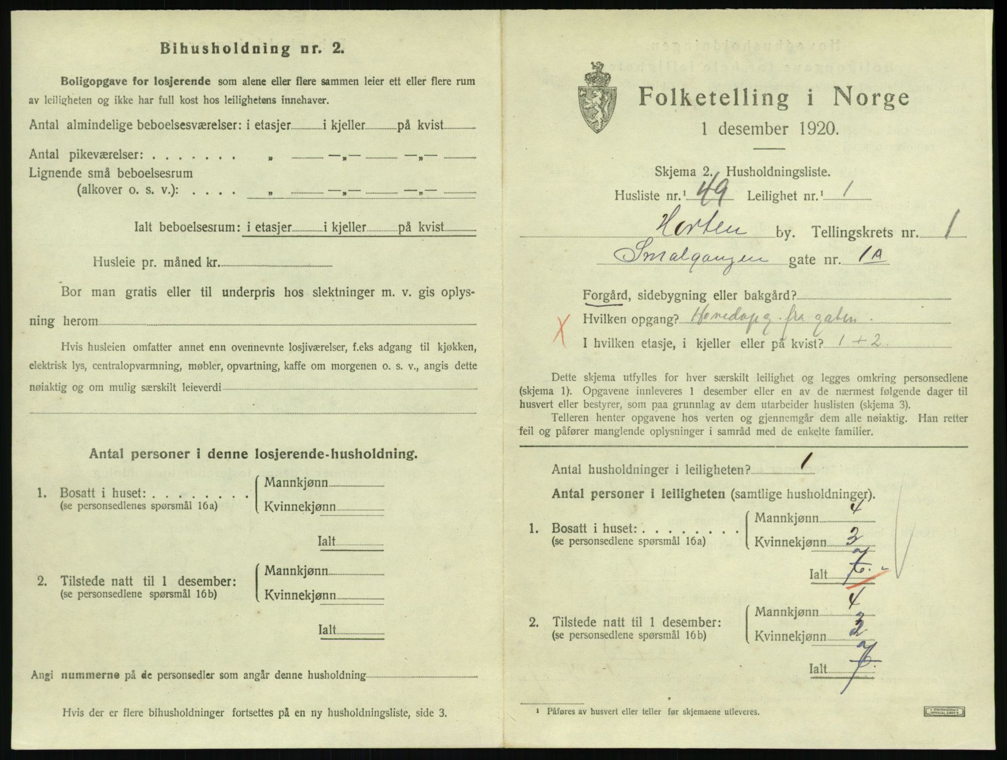 SAKO, 1920 census for Horten, 1920, p. 3131