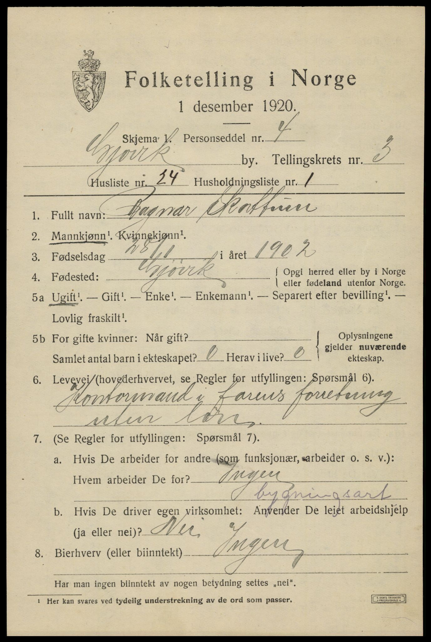 SAH, 1920 census for Gjøvik, 1920, p. 6710