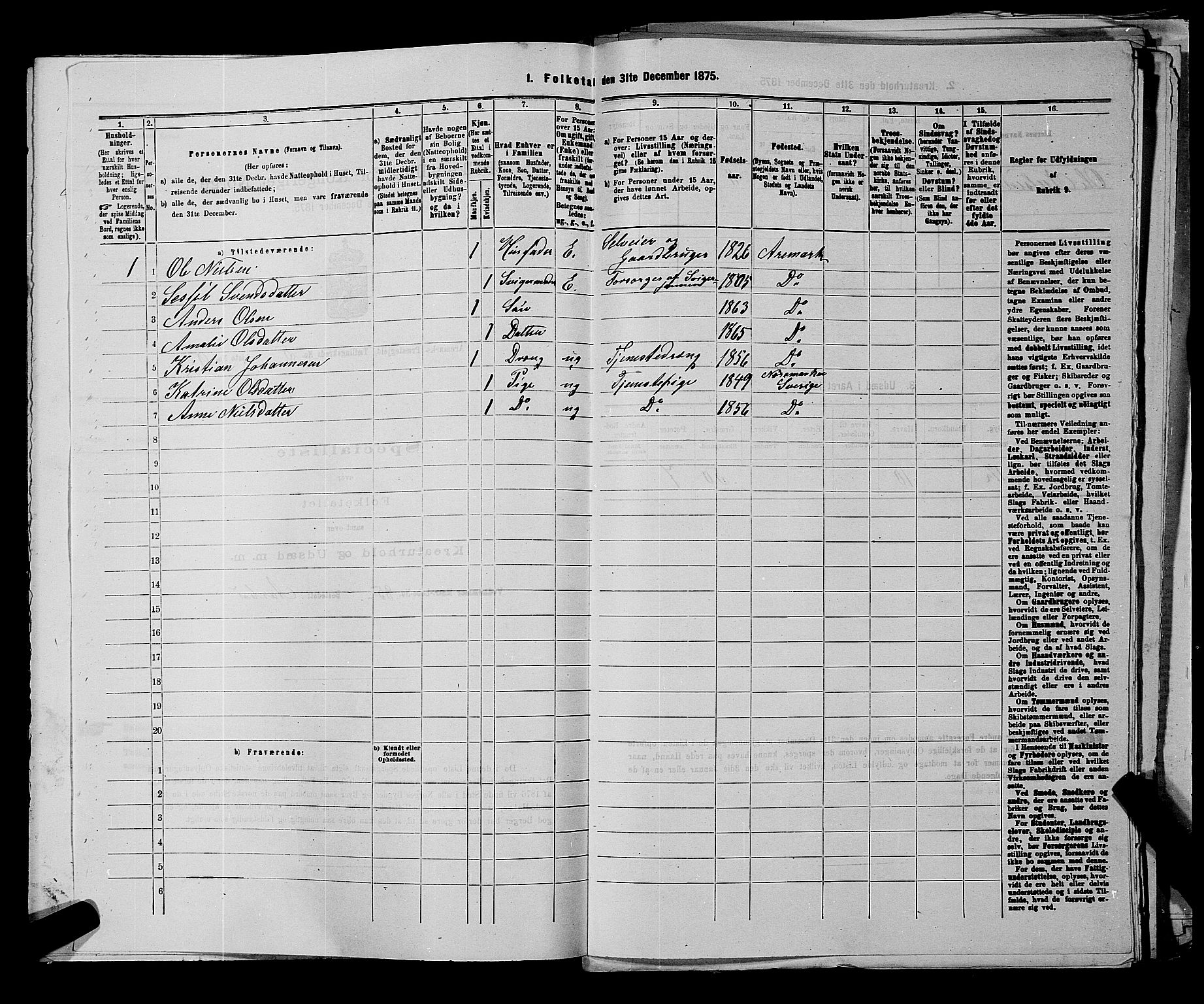 RA, 1875 census for 0118P Aremark, 1875, p. 662