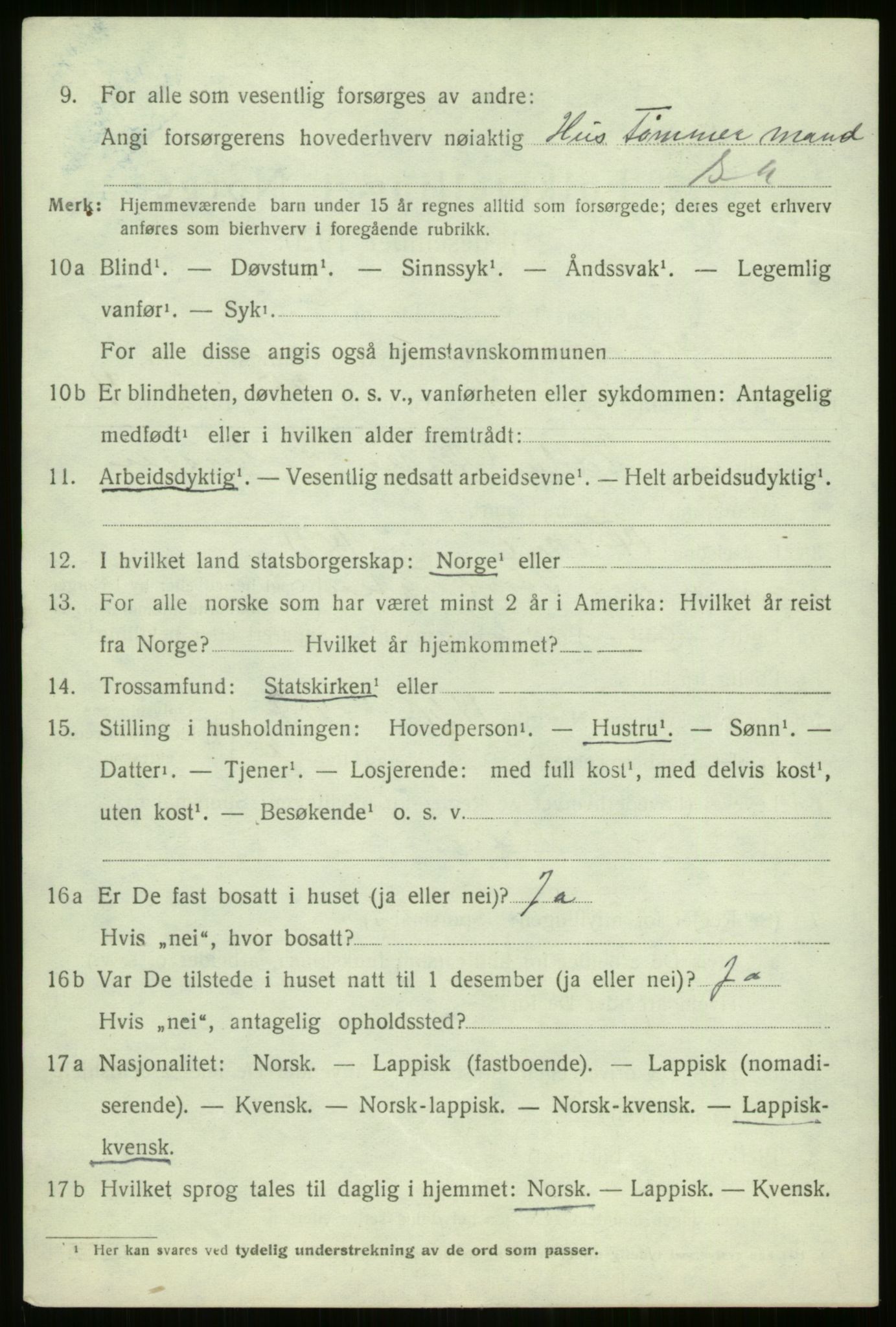 SATØ, 1920 census for Kvænangen, 1920, p. 3615