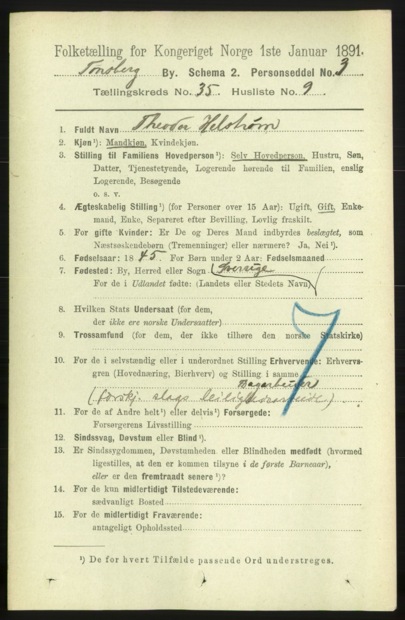 RA, 1891 census for 0705 Tønsberg, 1891, p. 7856