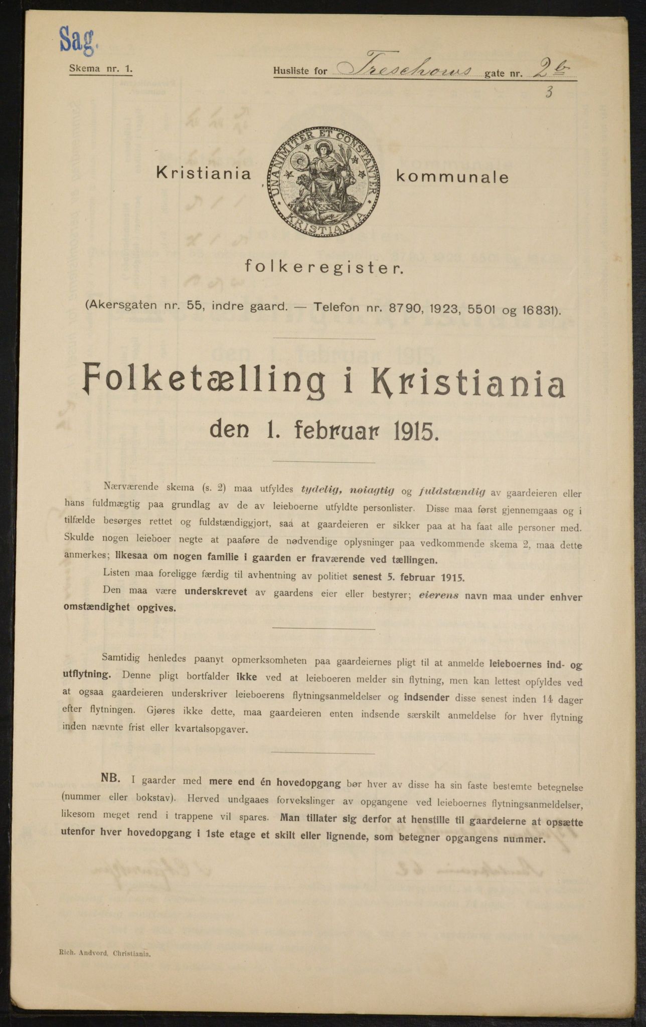 OBA, Municipal Census 1915 for Kristiania, 1915, p. 115784