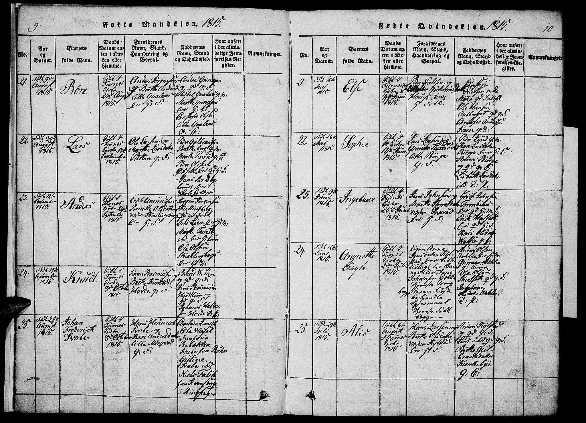 Vang prestekontor, Hedmark, AV/SAH-PREST-008/H/Ha/Haa/L0008: Parish register (official) no. 8, 1815-1826, p. 9-10