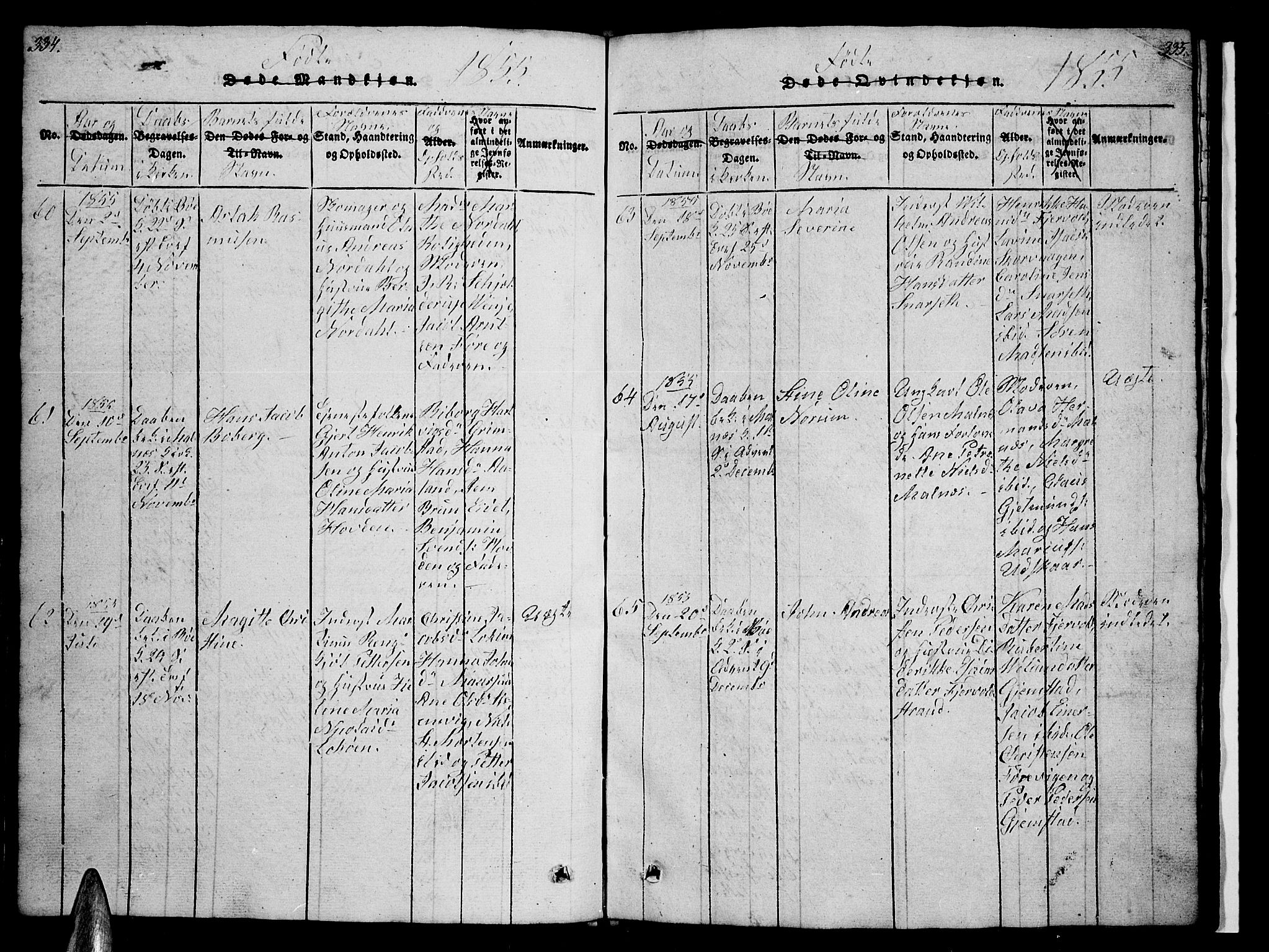 Ministerialprotokoller, klokkerbøker og fødselsregistre - Nordland, AV/SAT-A-1459/891/L1312: Parish register (copy) no. 891C01, 1820-1856, p. 334-335