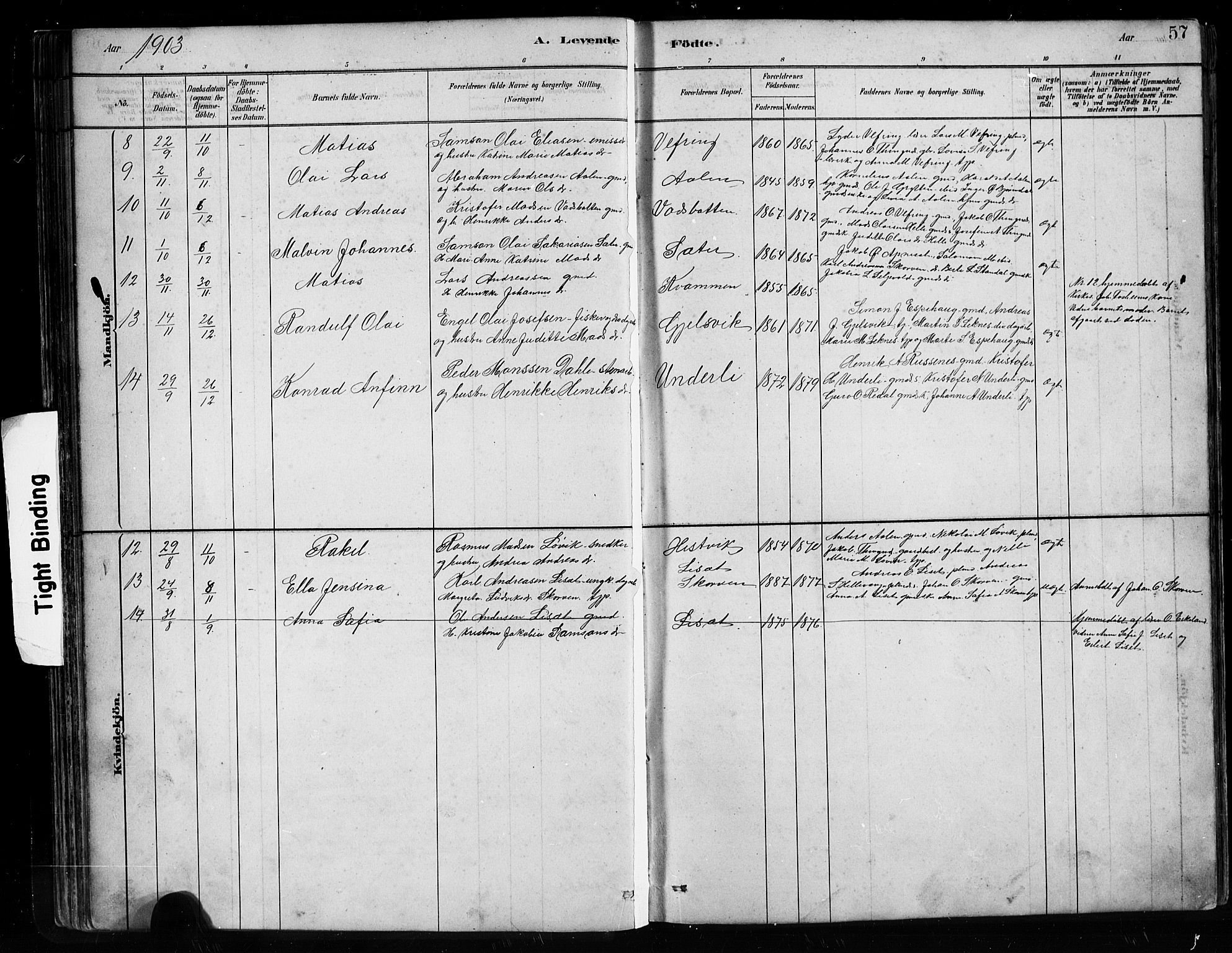 Førde sokneprestembete, SAB/A-79901/H/Hab/Habe/L0001: Parish register (copy) no. E 1, 1881-1920, p. 57