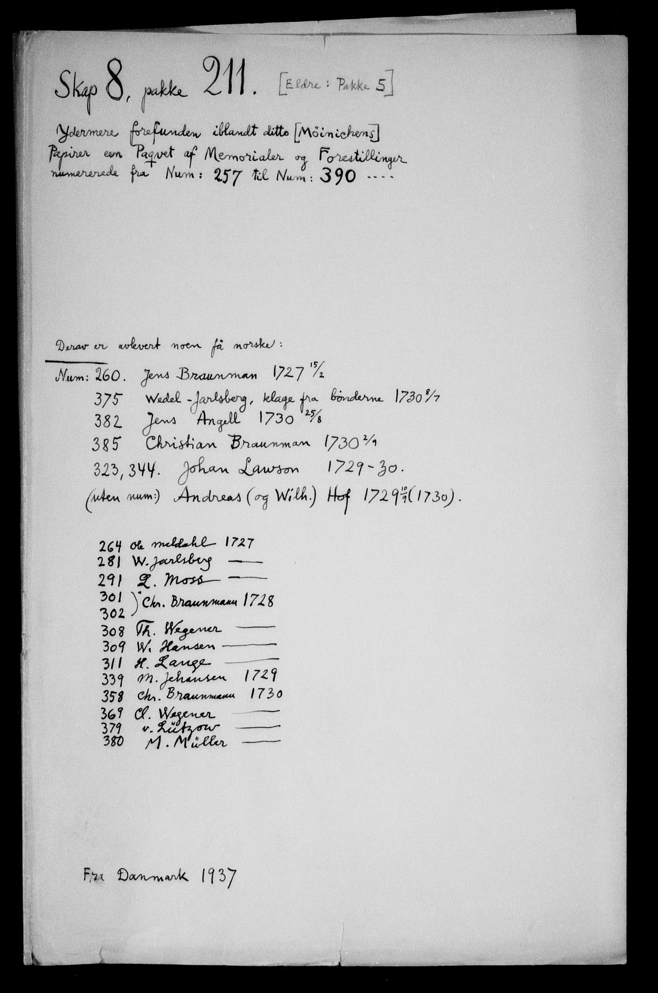 Danske Kanselli, Skapsaker, AV/RA-EA-4061/F/L0022: Skap 8, pakke 210-218, 1618-1730, p. 10