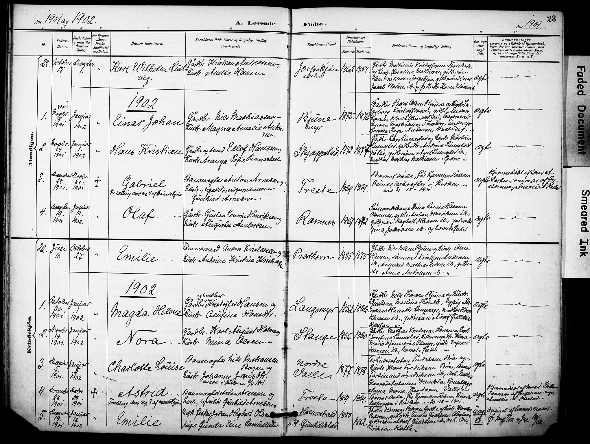 Ramnes kirkebøker, AV/SAKO-A-314/F/Fa/L0008: Parish register (official) no. I 8, 1896-1913, p. 23