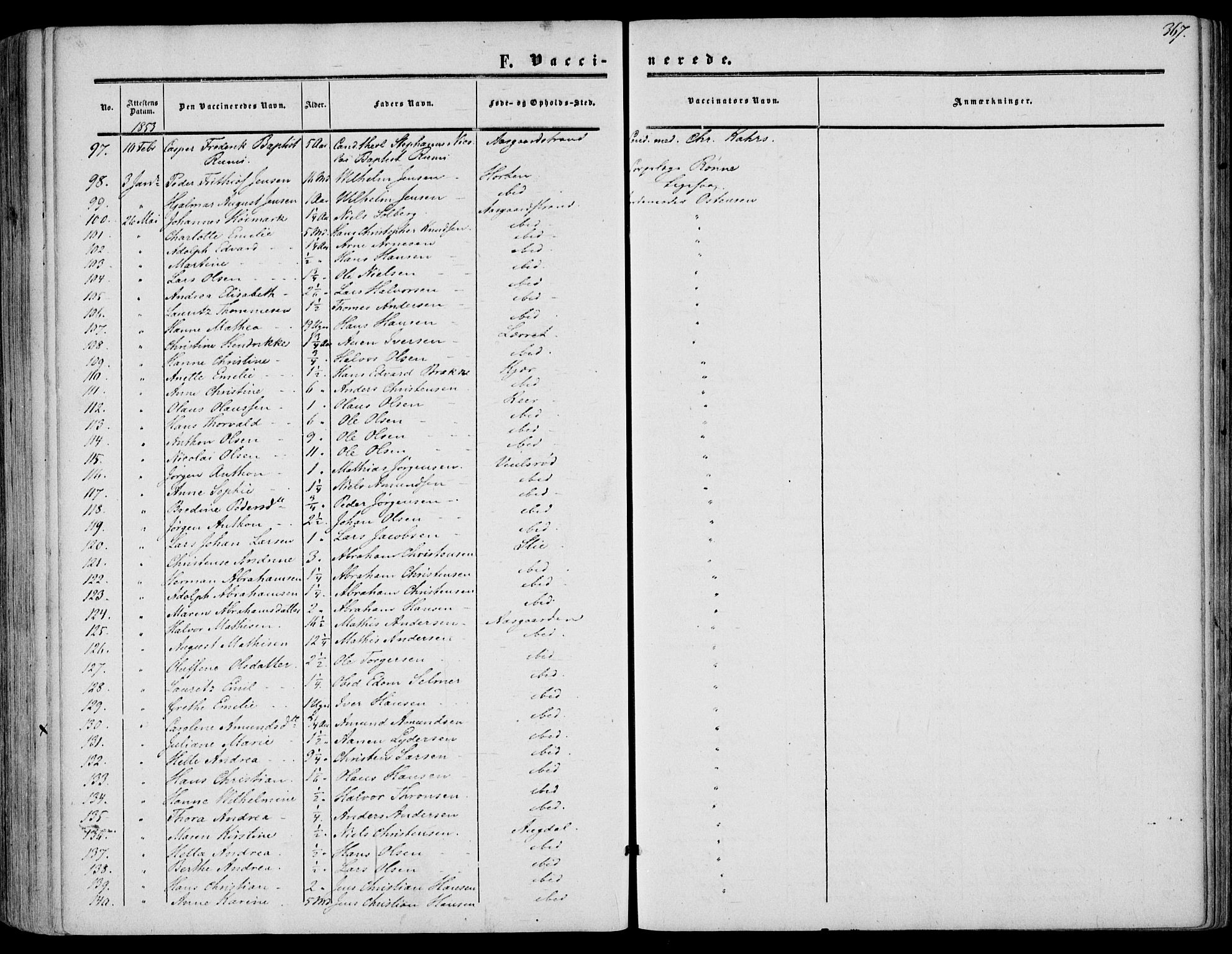 Borre kirkebøker, SAKO/A-338/F/Fa/L0006: Parish register (official) no. I 6, 1852-1862, p. 367