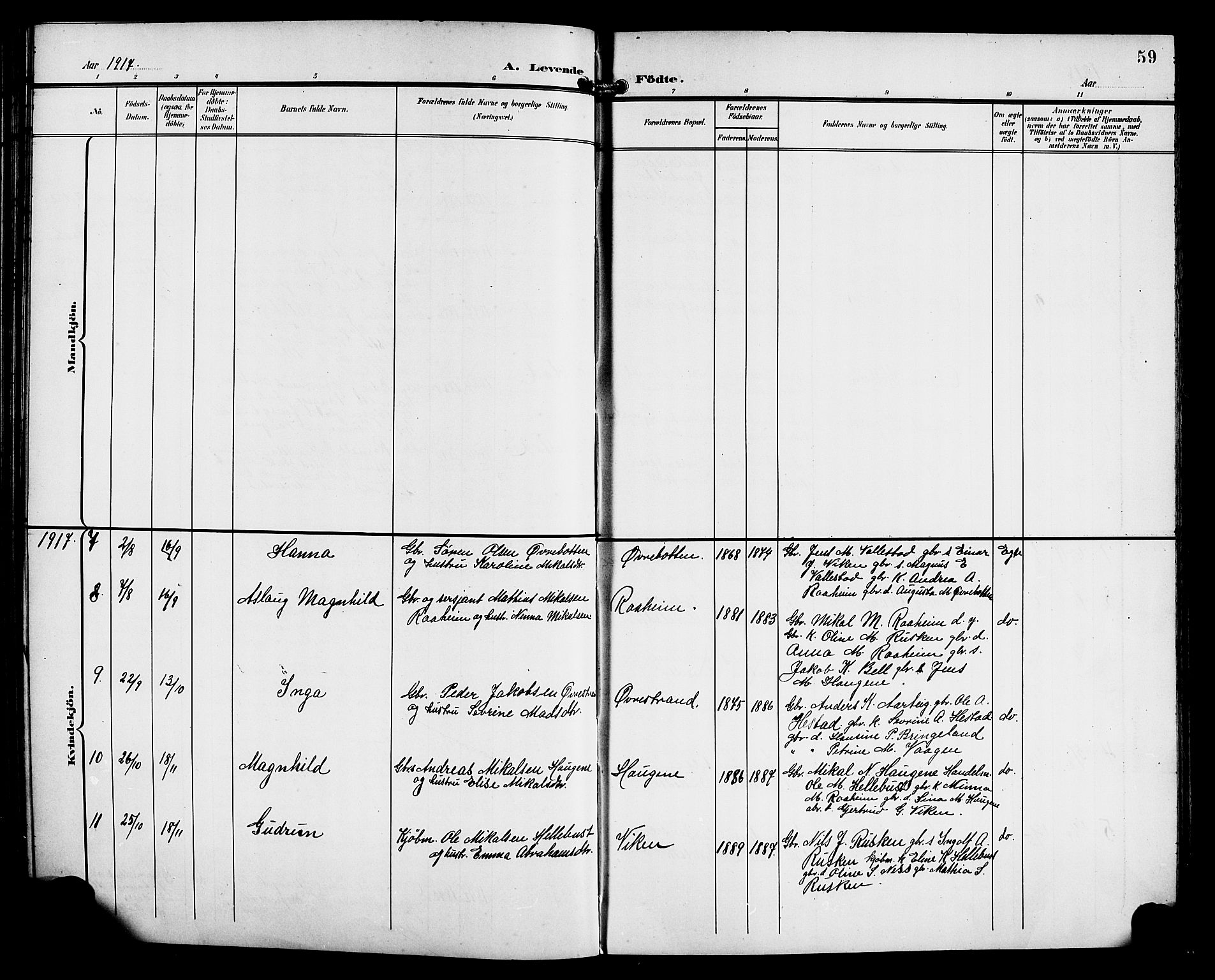 Gaular sokneprestembete, SAB/A-80001/H/Hab: Parish register (copy) no. C 4, 1895-1920, p. 59