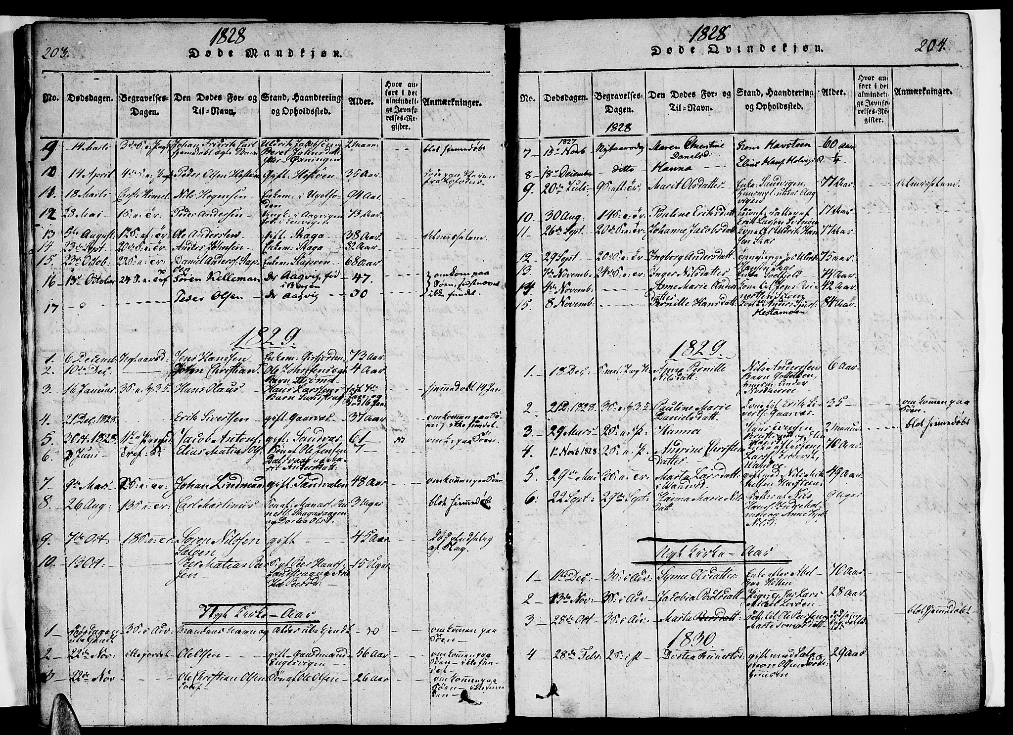 Ministerialprotokoller, klokkerbøker og fødselsregistre - Nordland, AV/SAT-A-1459/834/L0510: Parish register (copy) no. 834C01, 1820-1847, p. 203-204