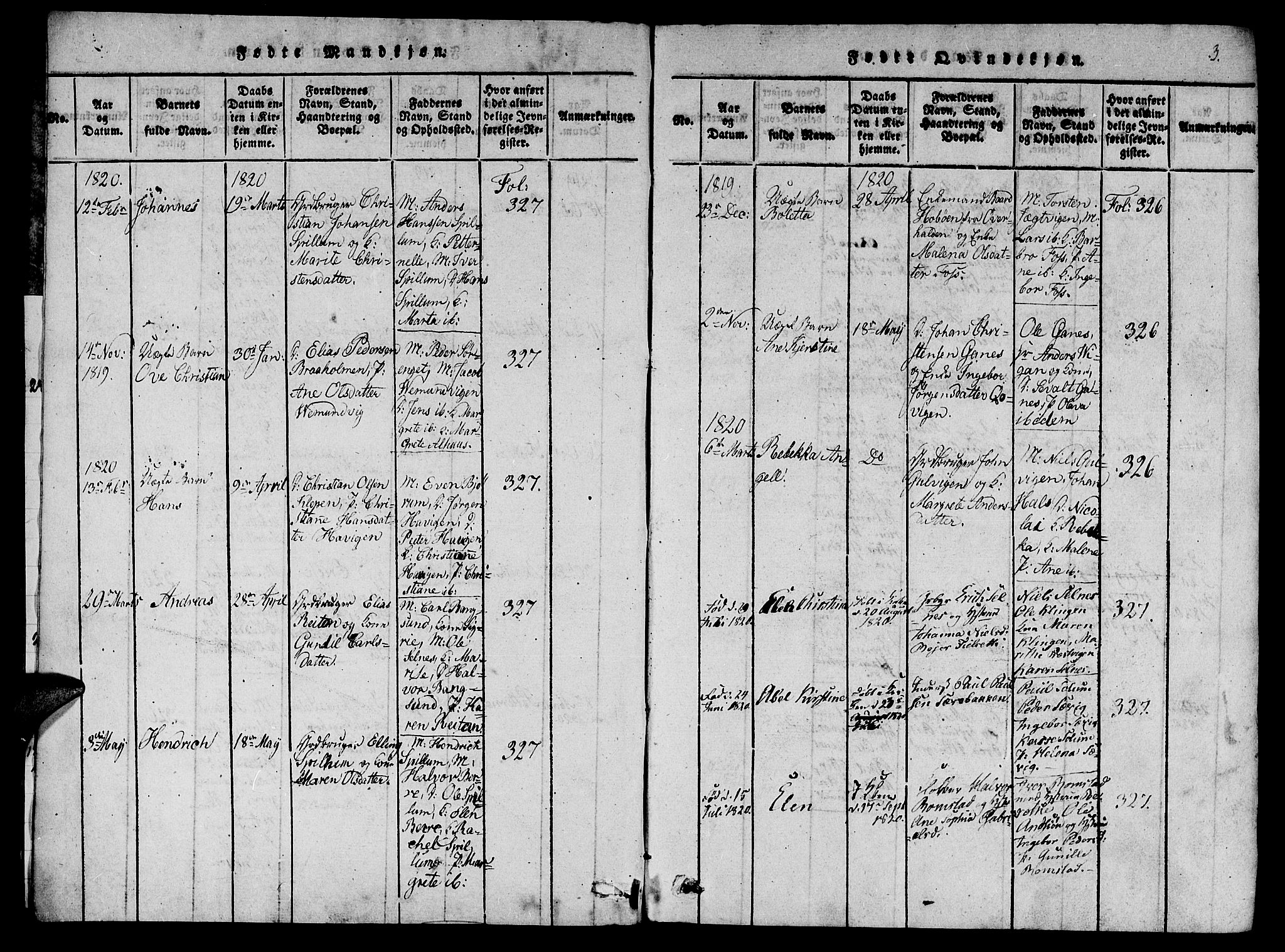 Ministerialprotokoller, klokkerbøker og fødselsregistre - Nord-Trøndelag, SAT/A-1458/770/L0588: Parish register (official) no. 770A02, 1819-1823, p. 3