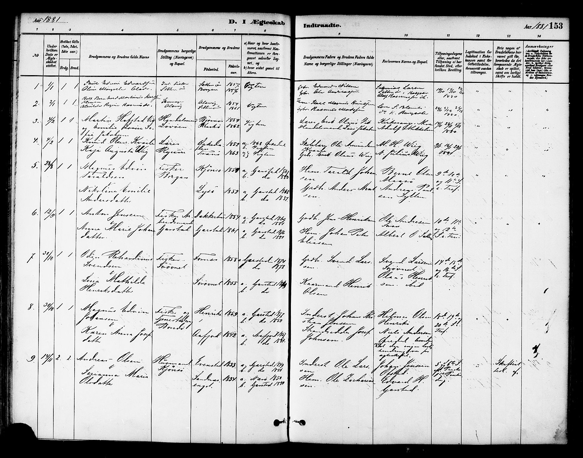 Ministerialprotokoller, klokkerbøker og fødselsregistre - Nord-Trøndelag, AV/SAT-A-1458/786/L0686: Parish register (official) no. 786A02, 1880-1887, p. 153