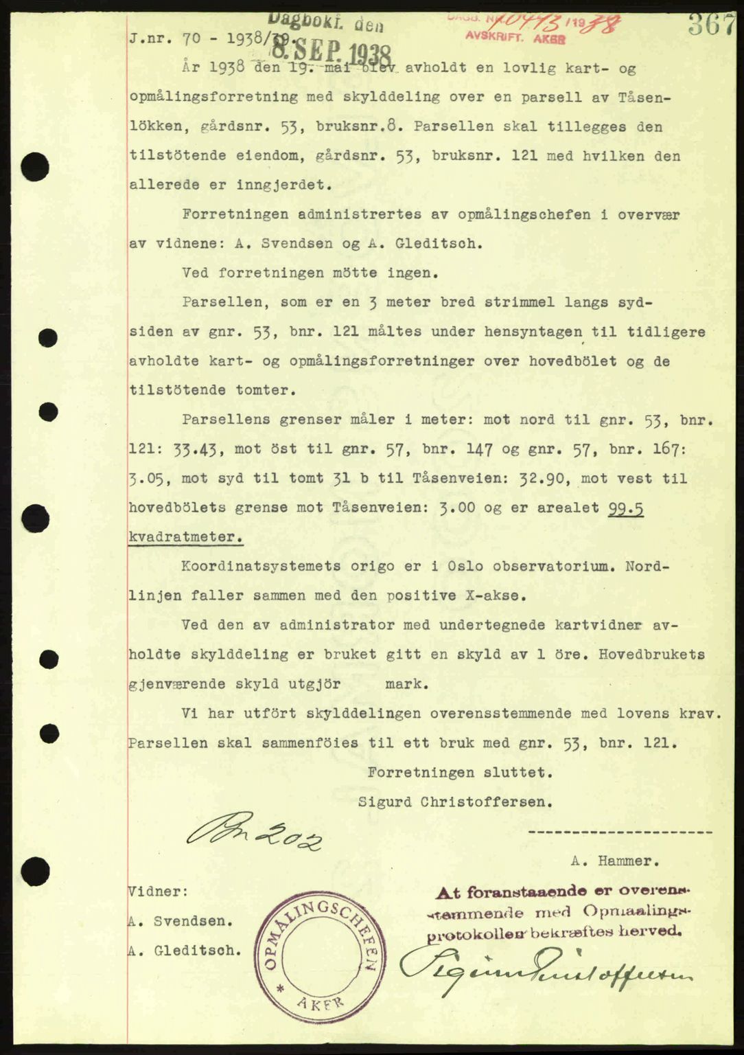 Aker herredsskriveri, SAO/A-10896/G/Gb/Gba/Gbab/L0025: Mortgage book no. A154-155, 1938-1938, Diary no: : 10493/1938