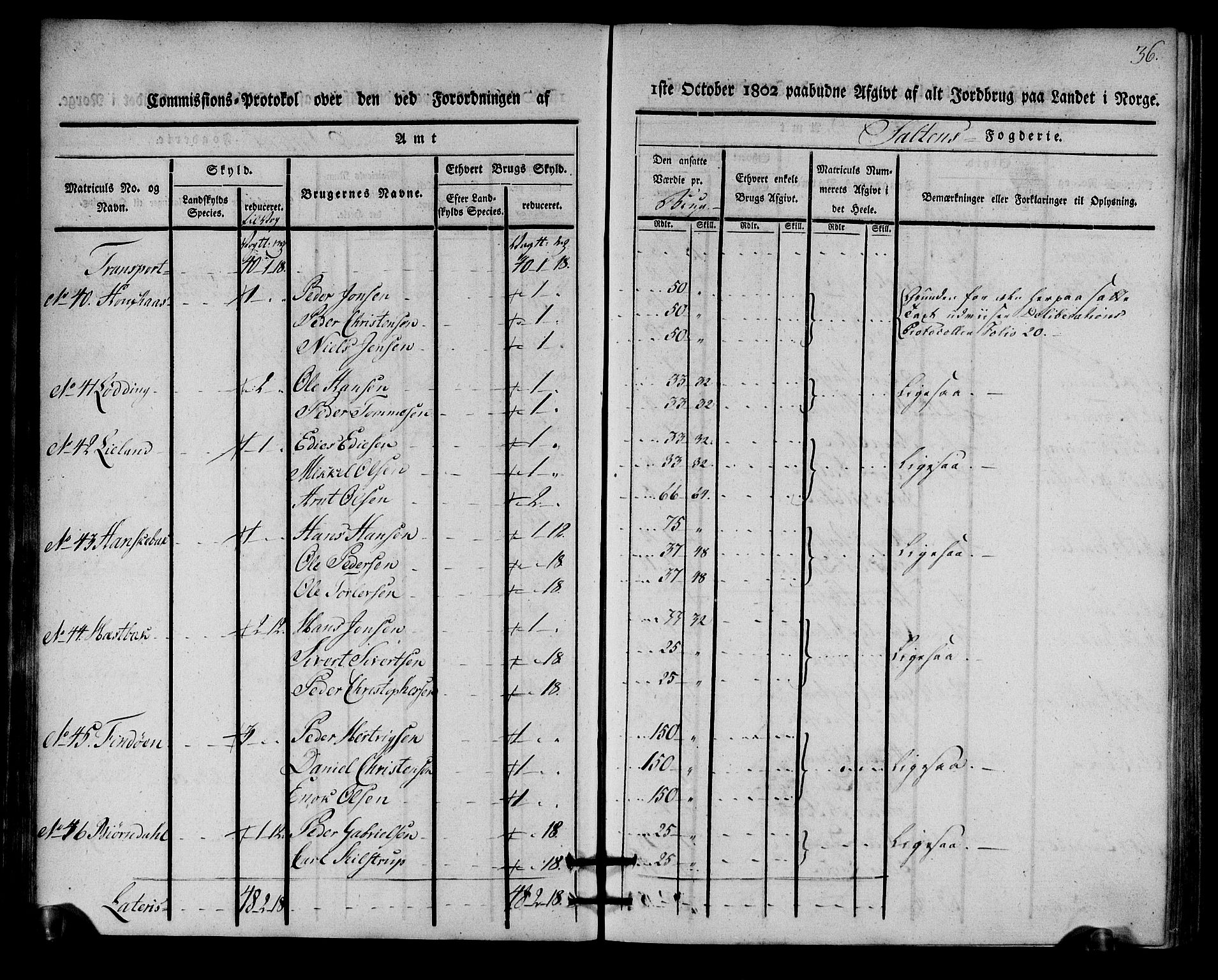 Rentekammeret inntil 1814, Realistisk ordnet avdeling, AV/RA-EA-4070/N/Ne/Nea/L0160: Salten fogderi. Kommisjonsprotokoll, 1803, p. 35