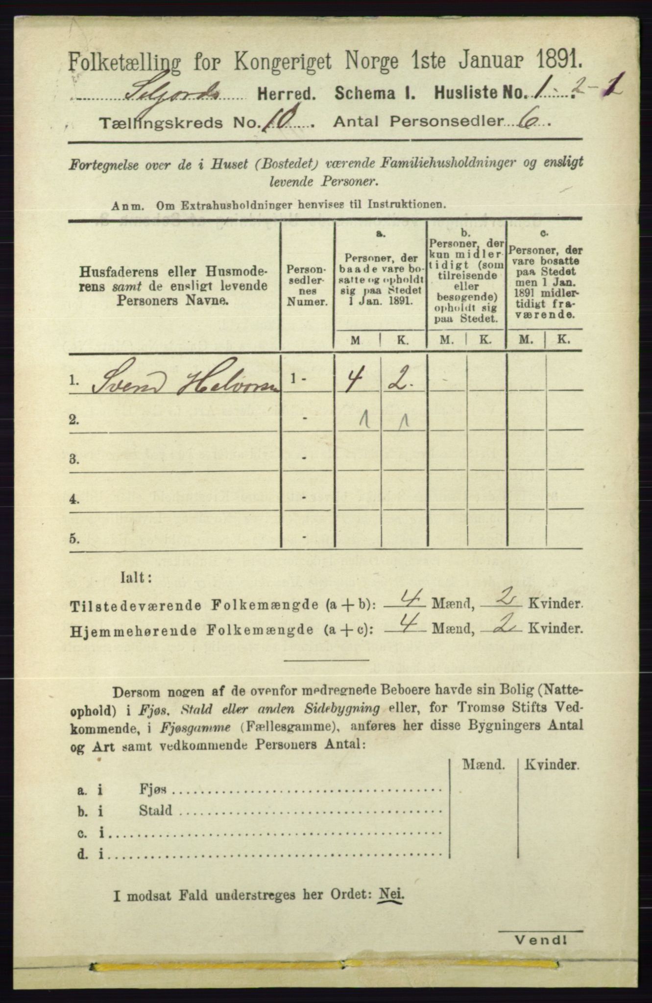 RA, 1891 census for 0828 Seljord, 1891, p. 3404