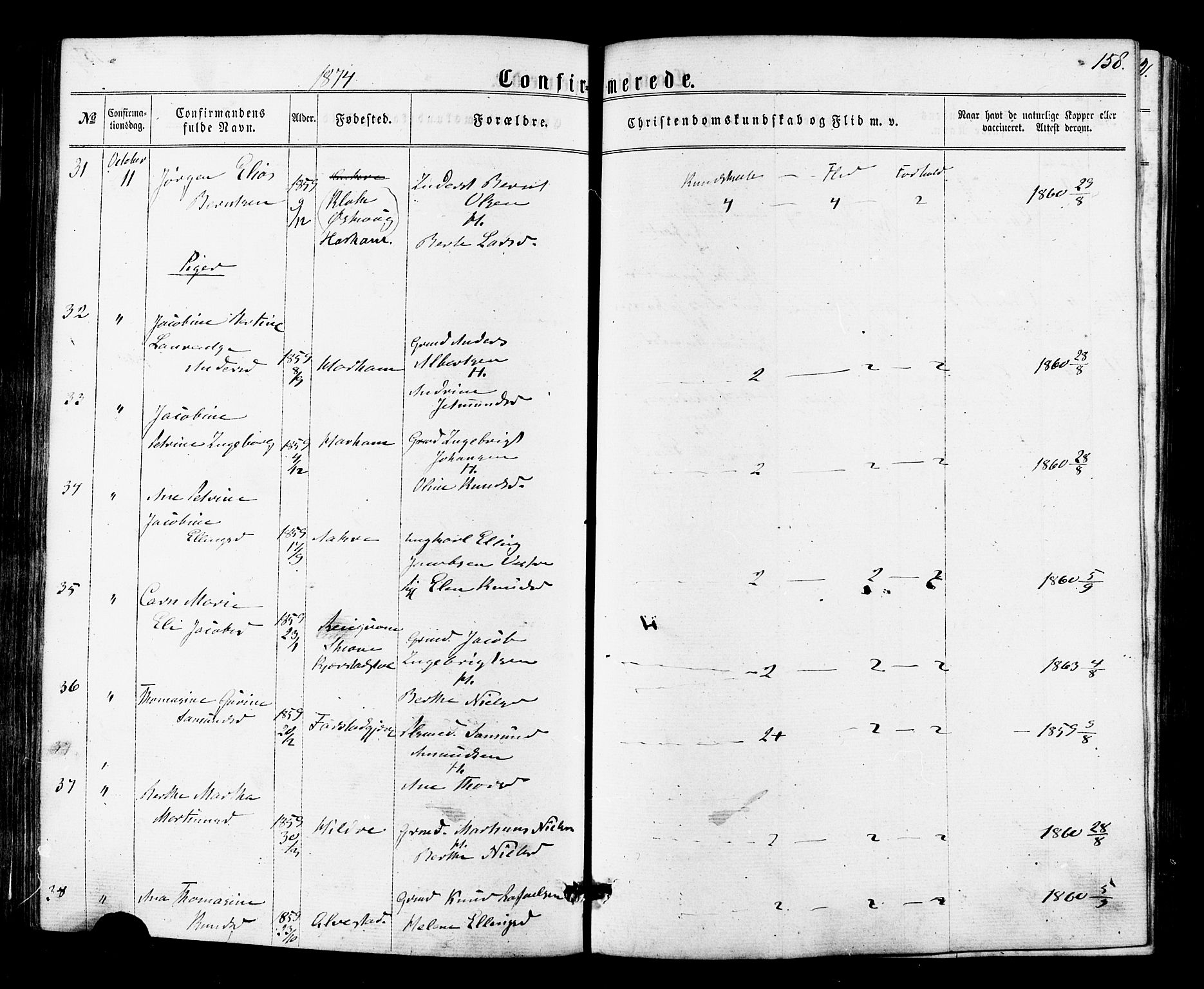 Ministerialprotokoller, klokkerbøker og fødselsregistre - Møre og Romsdal, AV/SAT-A-1454/536/L0498: Parish register (official) no. 536A07, 1862-1875, p. 158