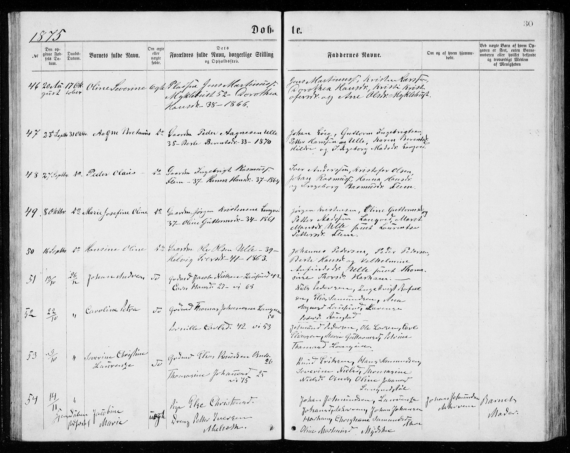 Ministerialprotokoller, klokkerbøker og fødselsregistre - Møre og Romsdal, SAT/A-1454/536/L0509: Parish register (copy) no. 536C04, 1871-1881, p. 30