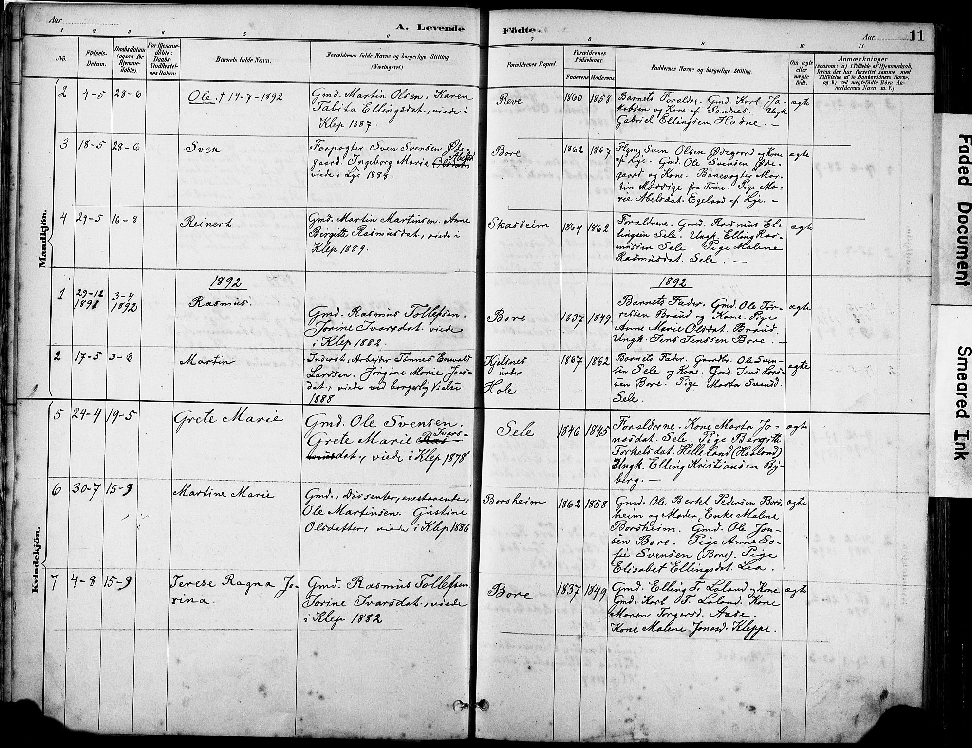 Klepp sokneprestkontor, SAST/A-101803/001/3/30BA/L0008: Parish register (official) no. A 9, 1886-1919, p. 11