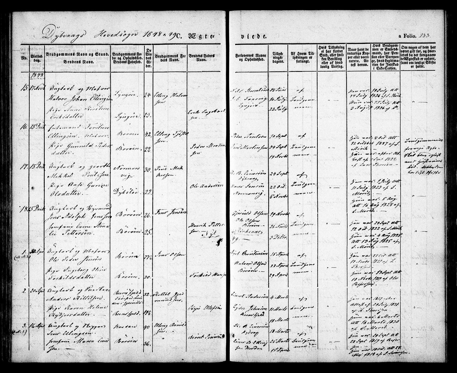 Dypvåg sokneprestkontor, SAK/1111-0007/F/Fa/Faa/L0005: Parish register (official) no. A 5, 1841-1854, p. 238