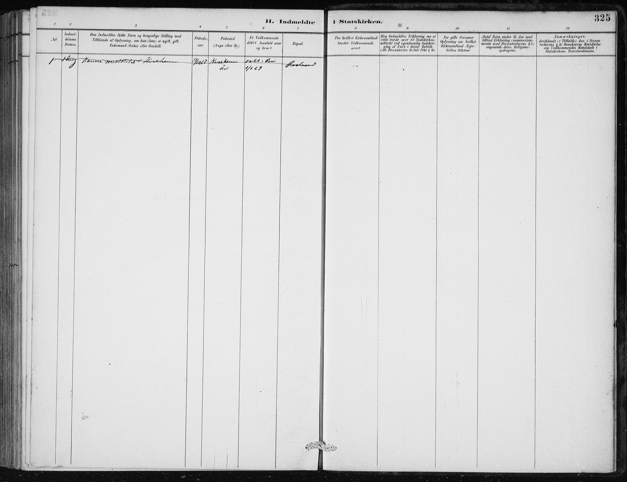 Herdla Sokneprestembete, SAB/A-75701/H/Haa: Parish register (official) no. A 4, 1891-1905, p. 325