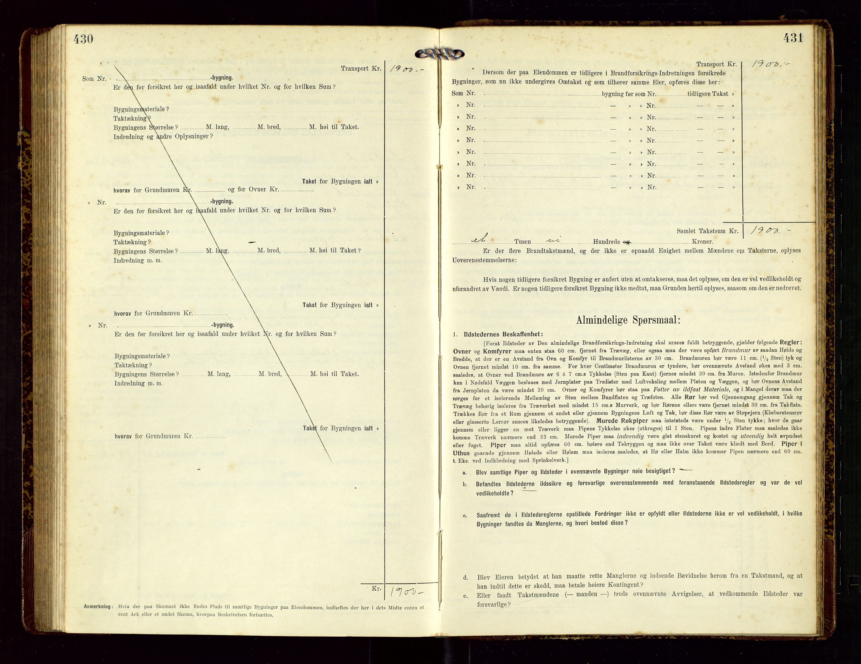 Høyland/Sandnes lensmannskontor, AV/SAST-A-100166/Gob/L0002: "Brandtakstprotokol", 1913-1918, p. 430-431