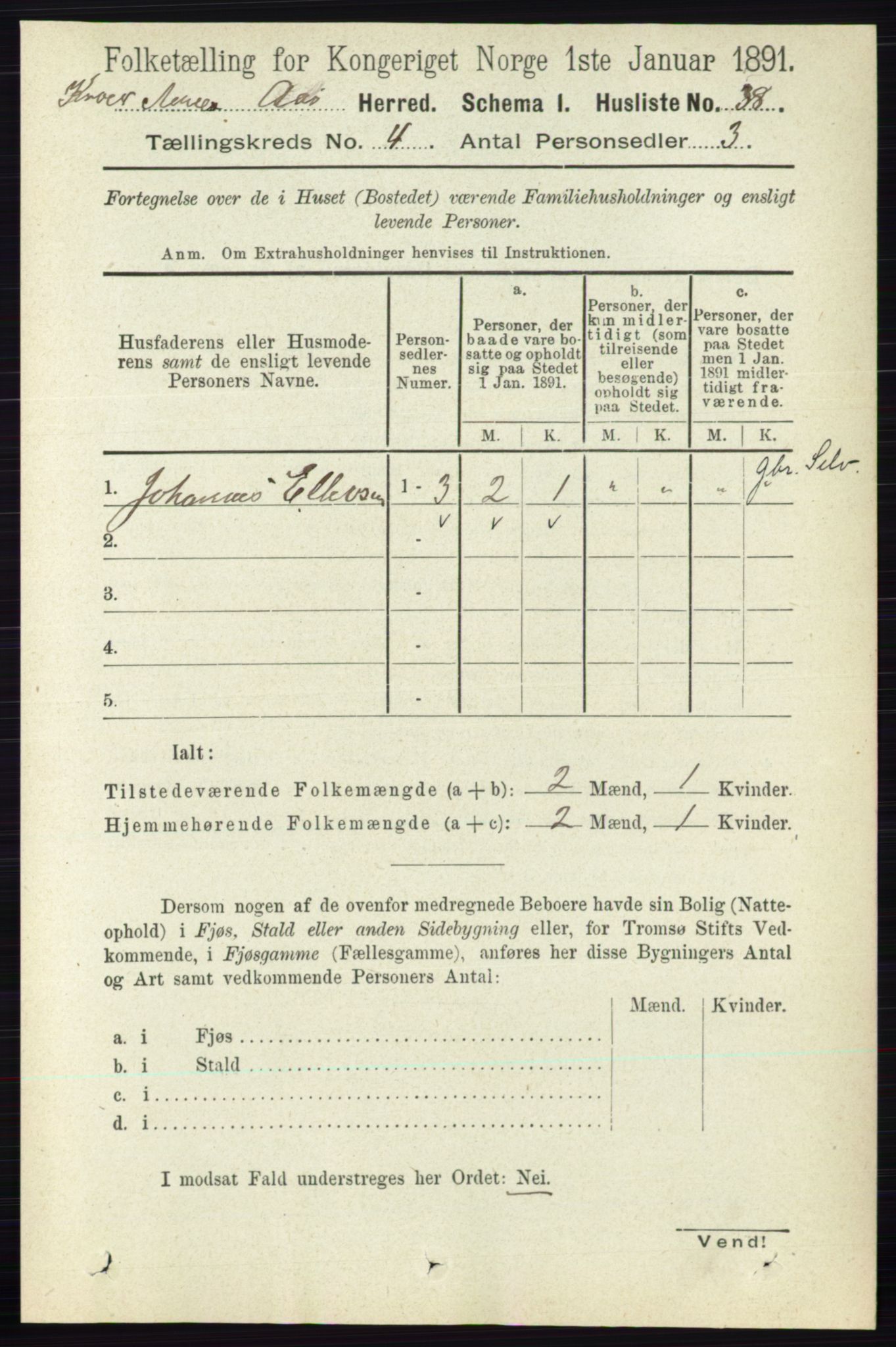 RA, 1891 census for 0214 Ås, 1891, p. 3020