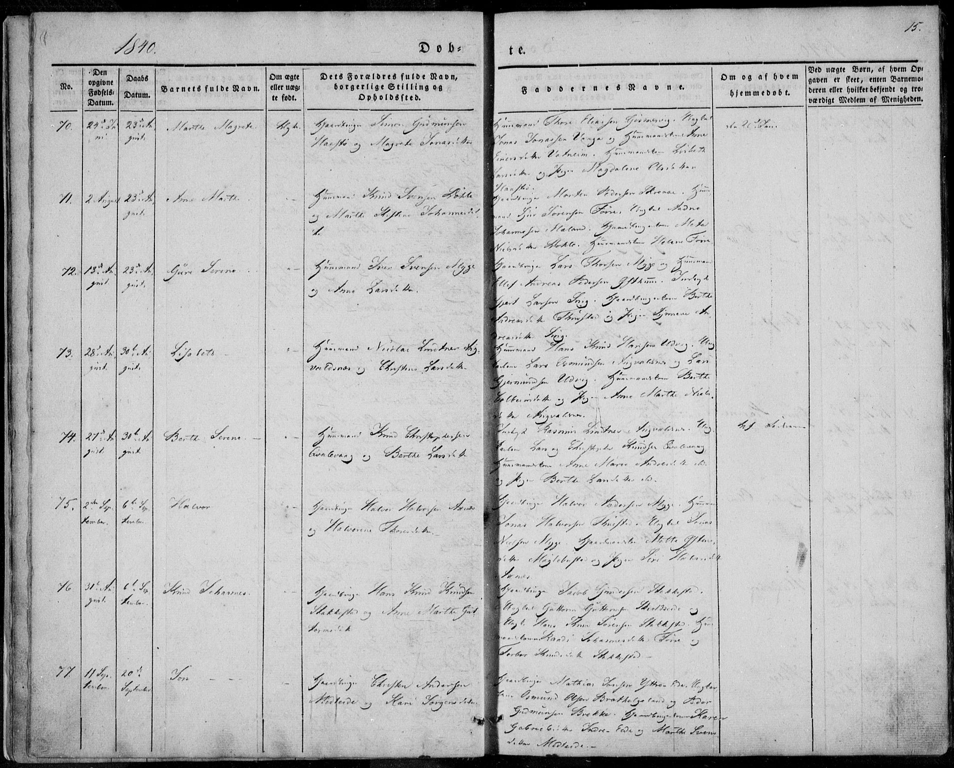 Avaldsnes sokneprestkontor, AV/SAST-A -101851/H/Ha/Haa/L0006: Parish register (official) no. A 6, 1839-1847, p. 15