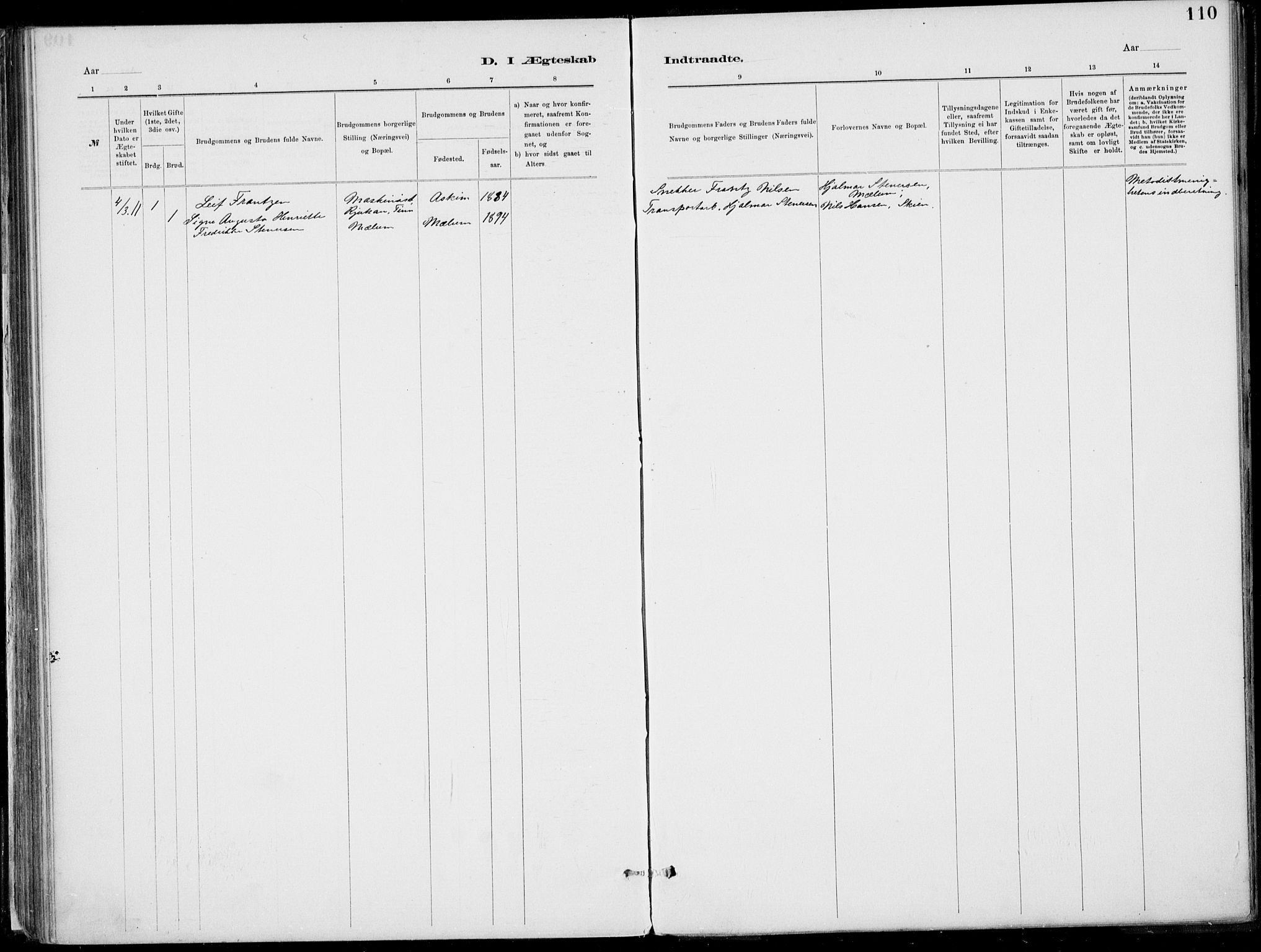 Rjukan kirkebøker, SAKO/A-294/F/Fa/L0001: Parish register (official) no. 1, 1878-1912, p. 110