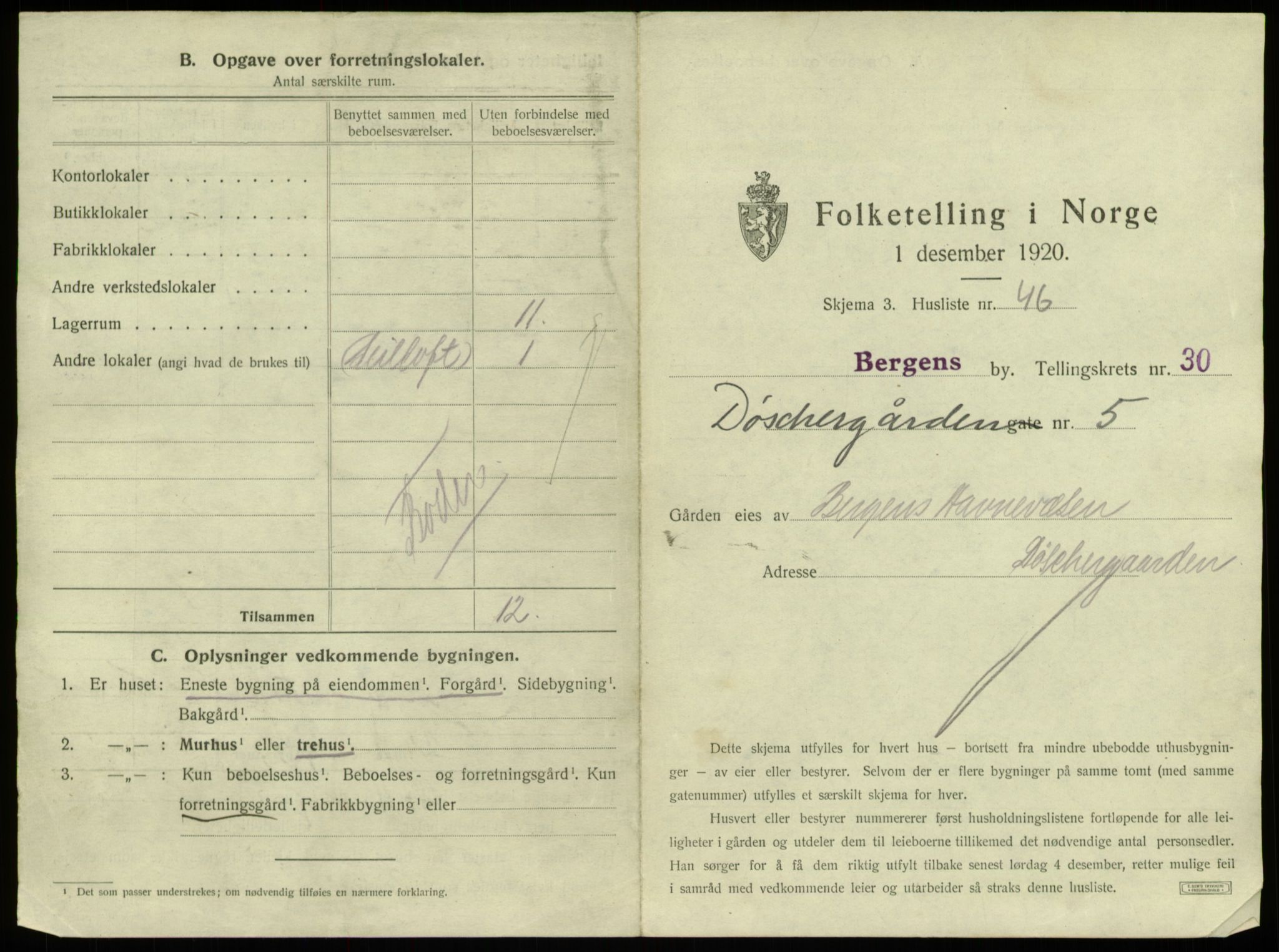 SAB, 1920 census for Bergen, 1920, p. 2899