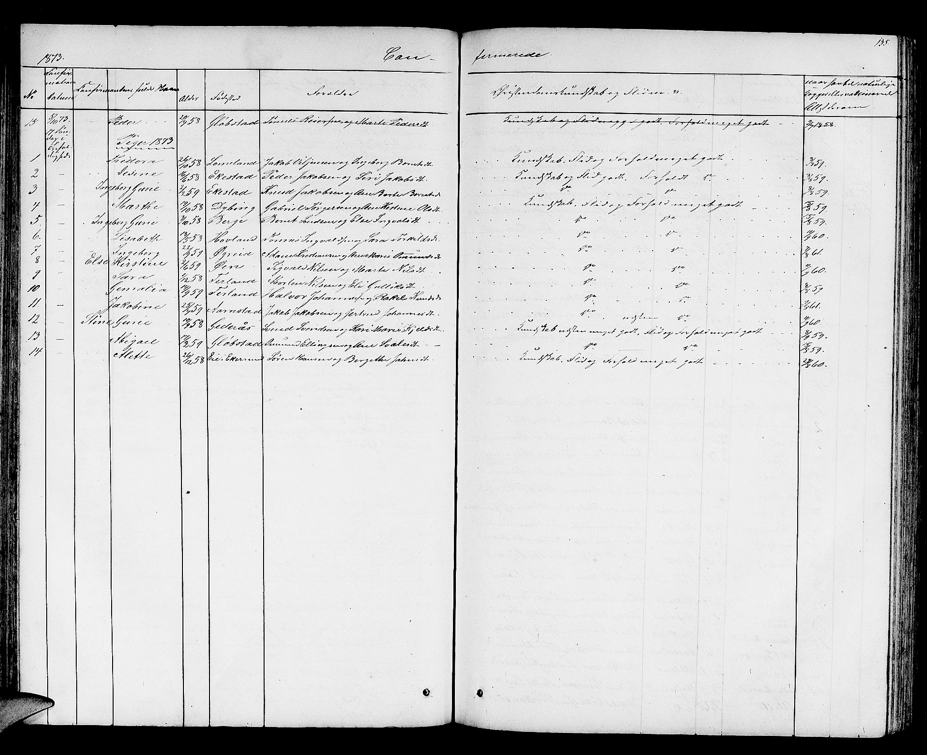 Helleland sokneprestkontor, AV/SAST-A-101810: Parish register (copy) no. B 2, 1848-1886, p. 135