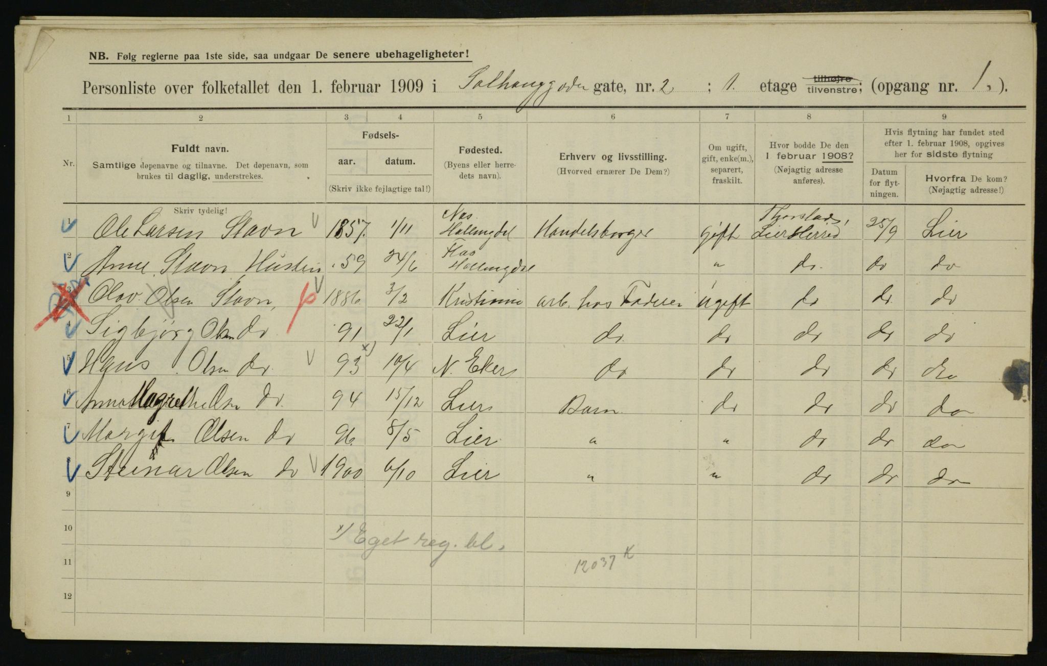 OBA, Municipal Census 1909 for Kristiania, 1909, p. 90128