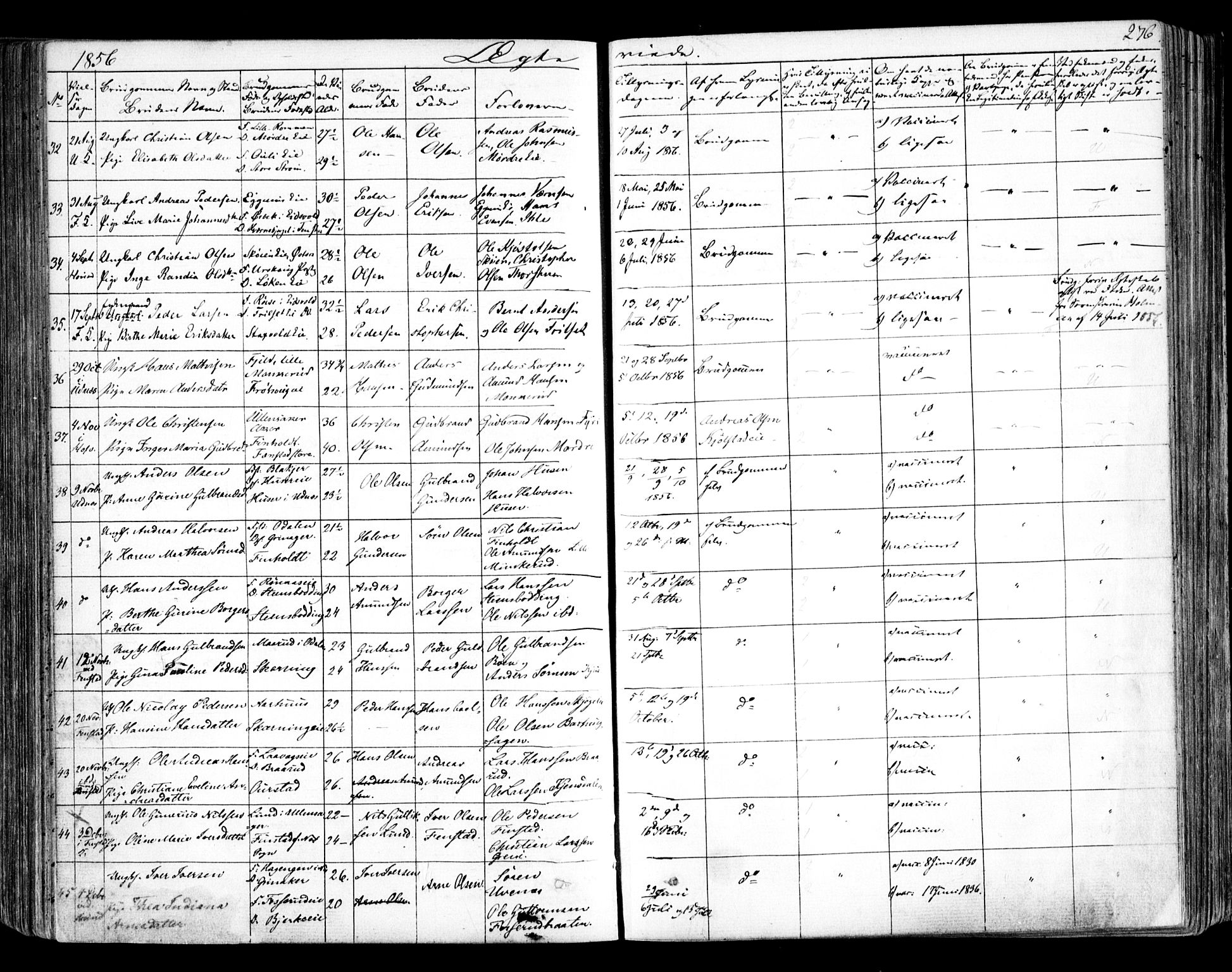 Nes prestekontor Kirkebøker, AV/SAO-A-10410/F/Fa/L0007: Parish register (official) no. I 7, 1846-1858, p. 276