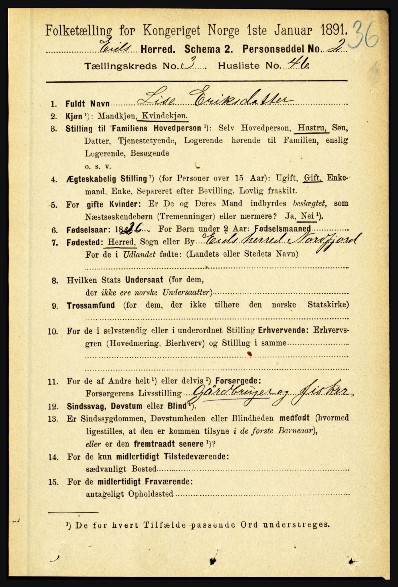 RA, 1891 census for 1443 Eid, 1891, p. 827