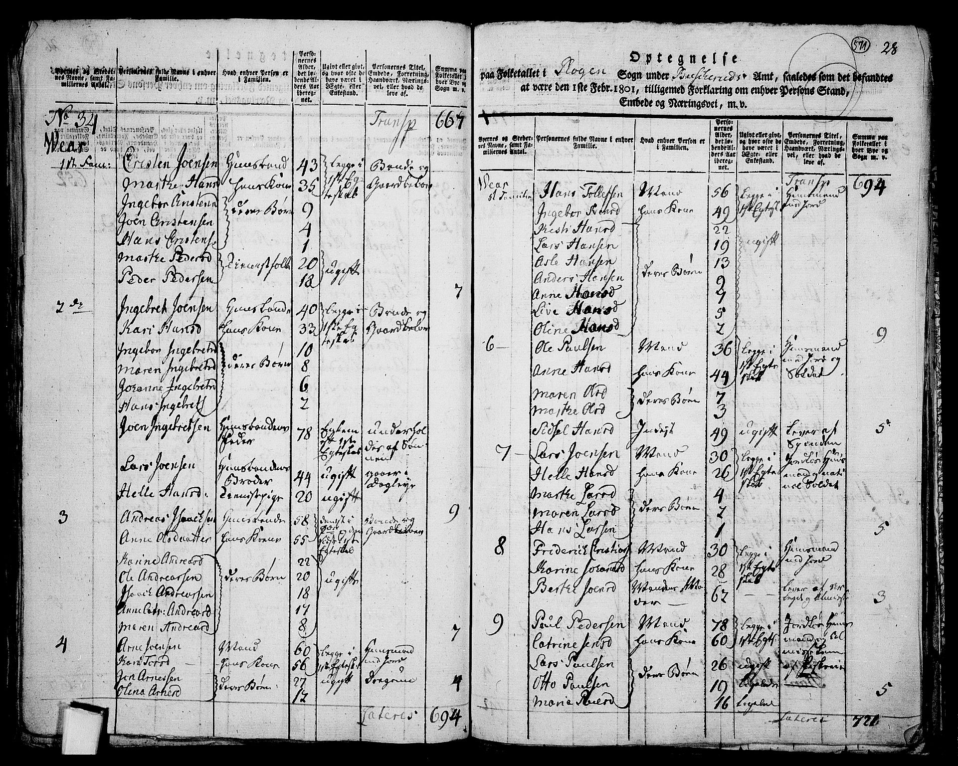 RA, 1801 census for 0627P Røyken, 1801, p. 570b-571a